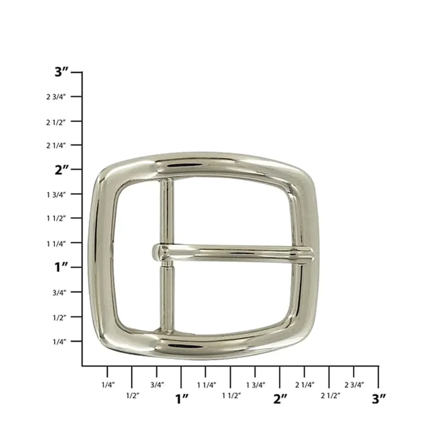 1 1/2" Shiny Nickel, Off Center Bar Buckle, Zinc Alloy - Image 2