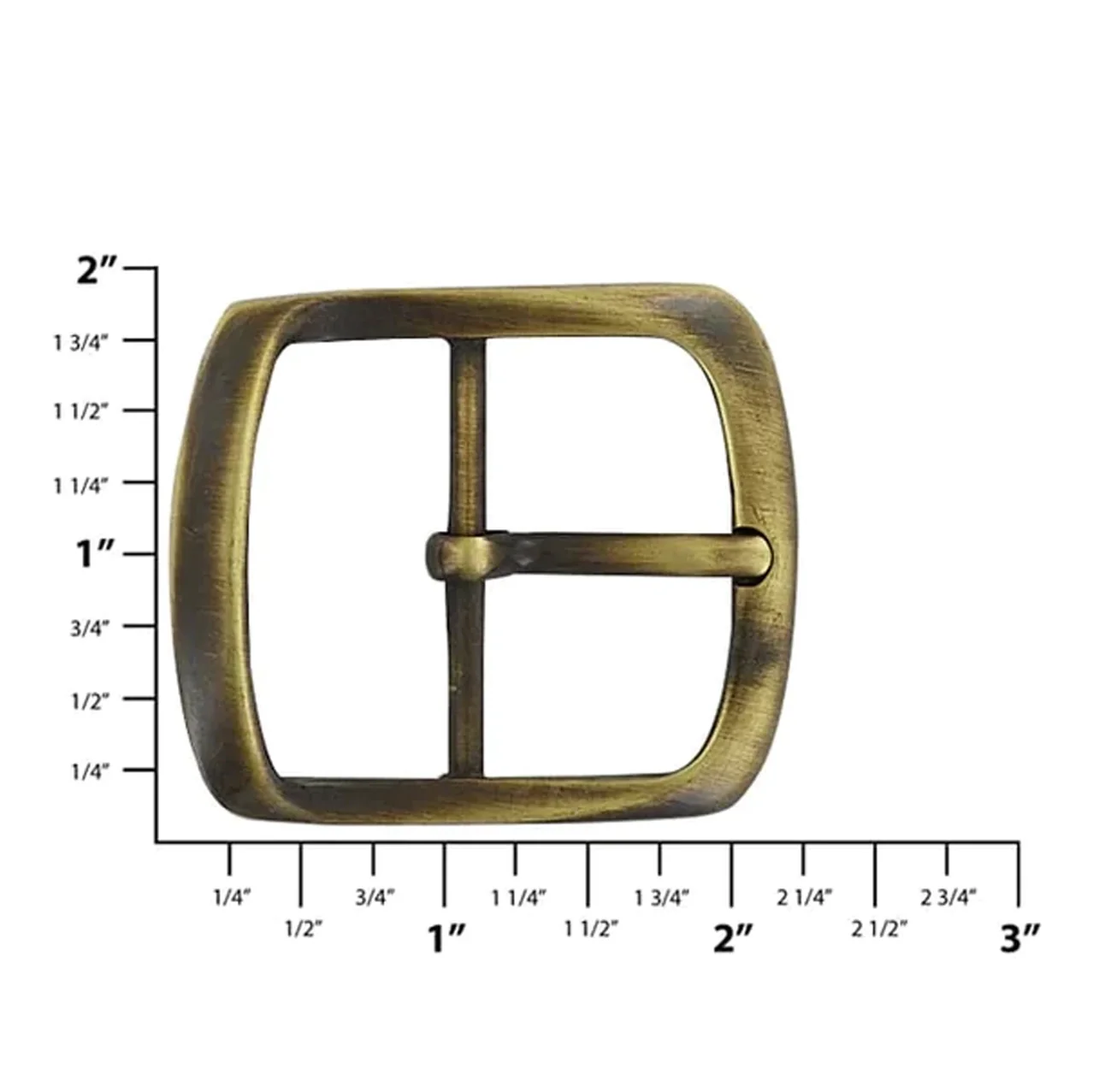 1 1/2" Antique Brass, Center Bar Buckle, Zinc Alloy - Image 2