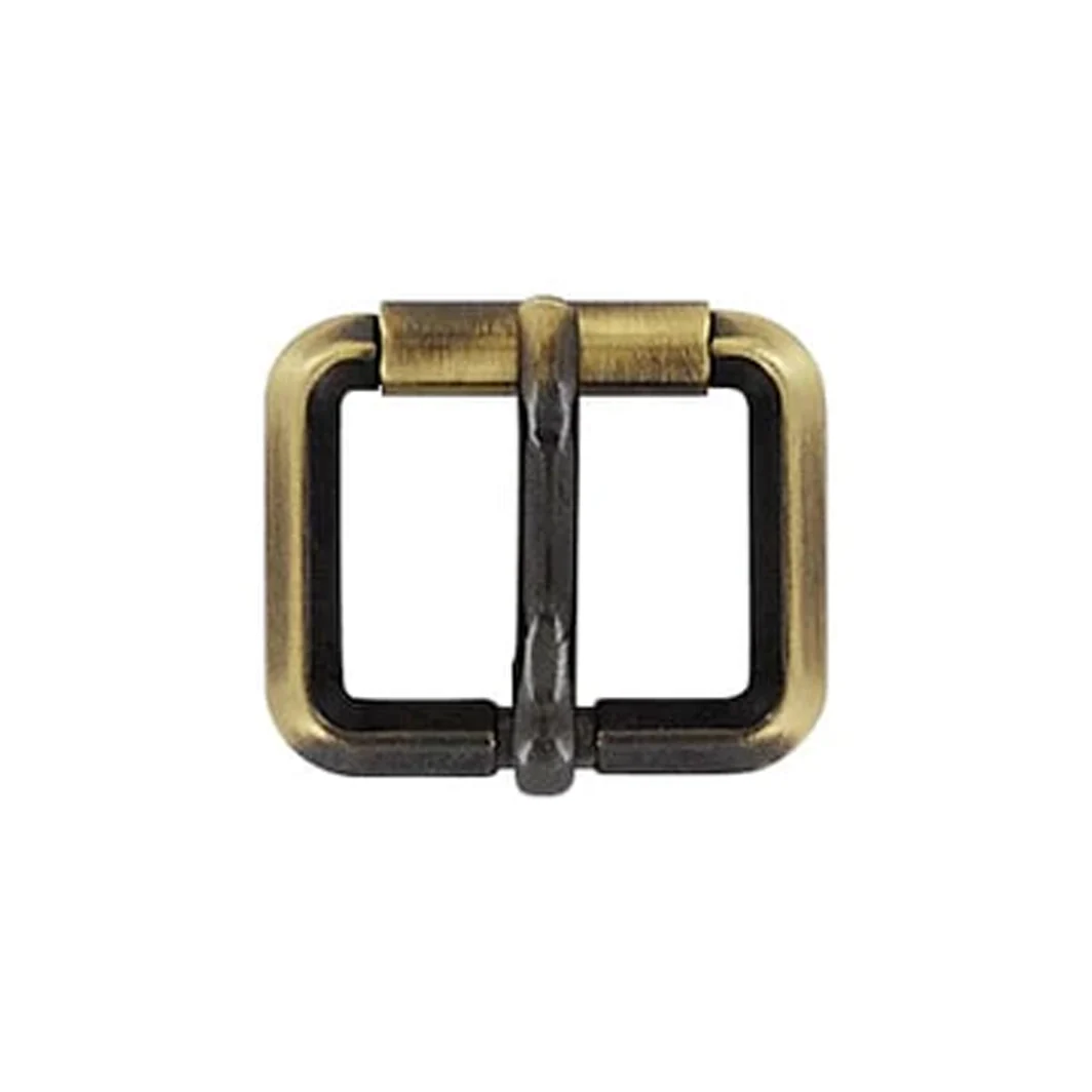 1" Antique Brass, Beveled Heel Bar Roller Buckle, Zinc Alloy - Image 3