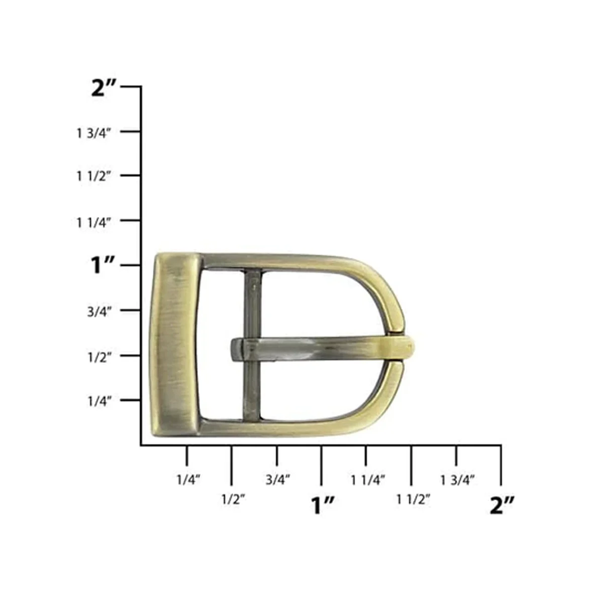3/4" Antique Brass, 26x38mm D Shaped Center Bar Buckle, Zinc Alloy - Image 2