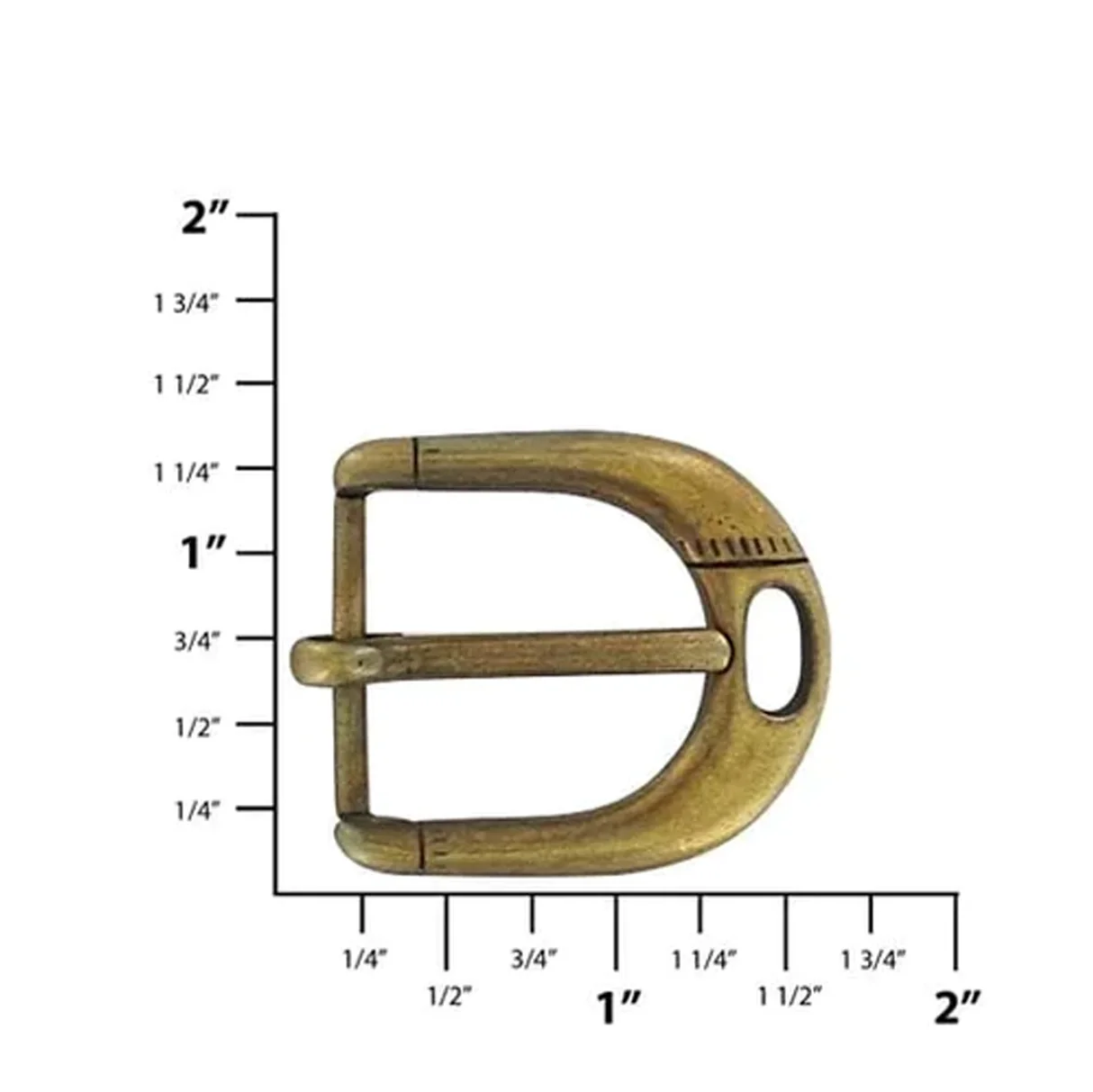 1" Antique Brass, Rounded Heel Bar Buckle, Zinc Alloy - Image 2