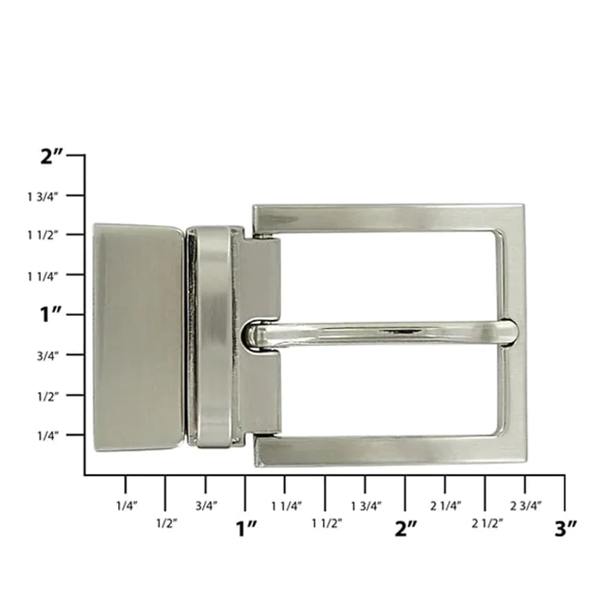 1 1/4" Brushed Nickel, Clip On Heel Bar Twist Reverse Buckle, Zinc Alloy - Image 2