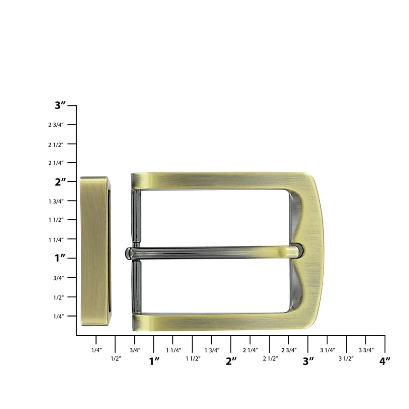 1 1/2" Antique Brass, Slim Modern Buckle Set, Zinc Alloy - Image 2
