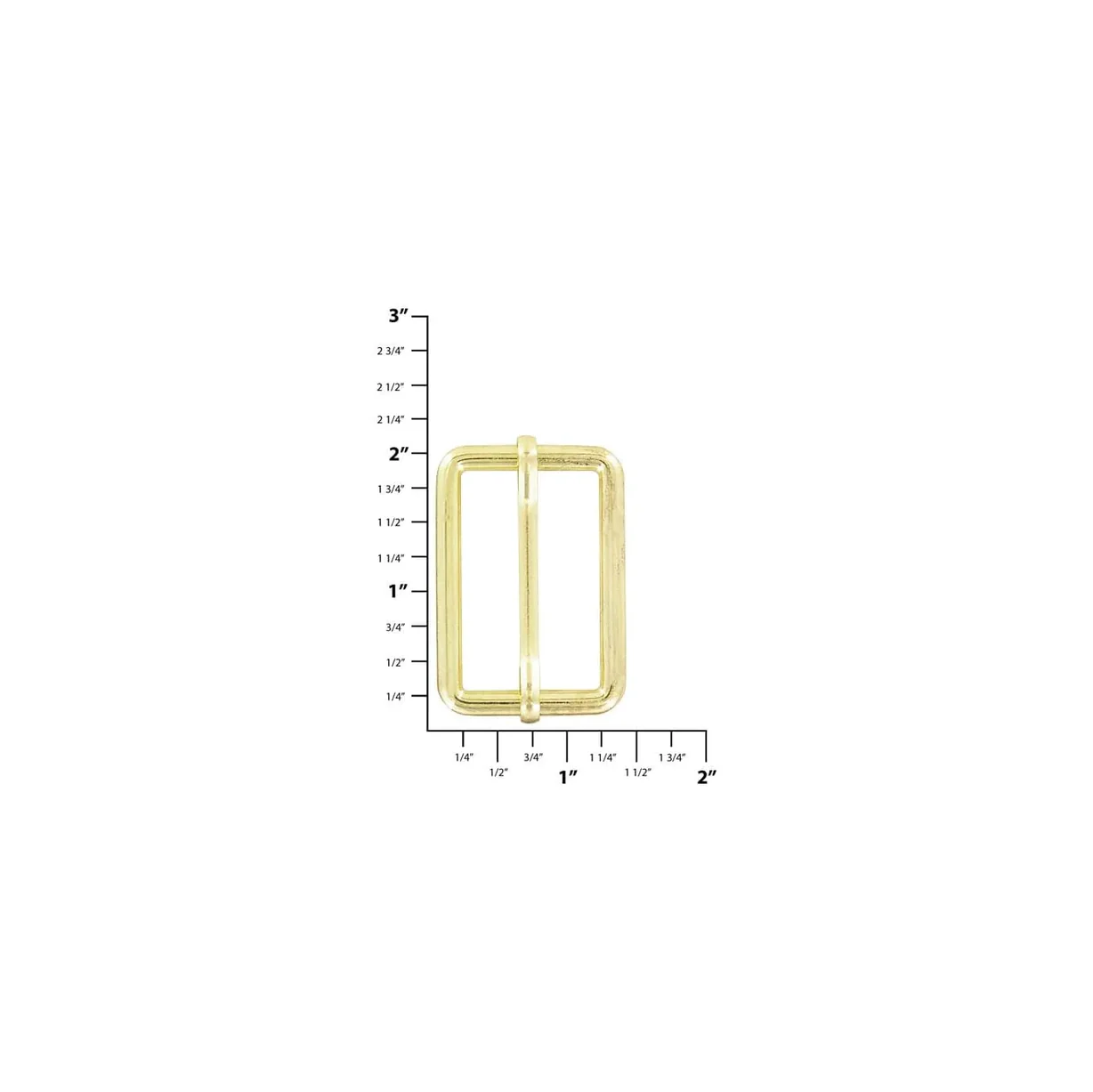 1 1/2" Brass, Cast Adjustable Strap Slide, Zinc Alloy - Image 2