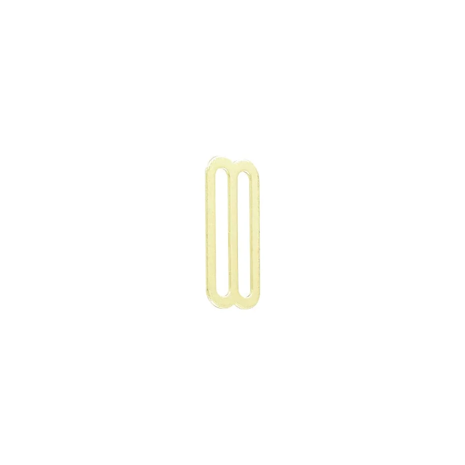 1 1/2" Shiny Brass, Flat Stamped Double Loop, Tri Bar Slide, Steel - Image 3