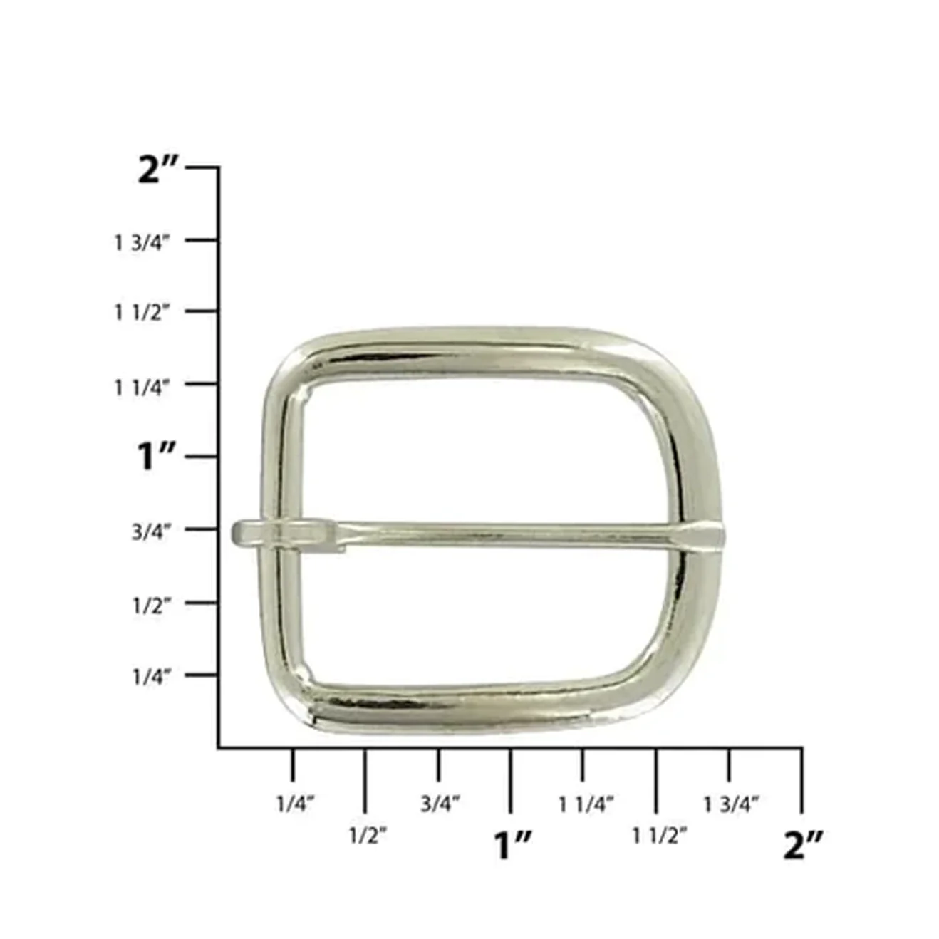 1" Nickel, Rounded Heel Bar Buckle, Steel - Image 2