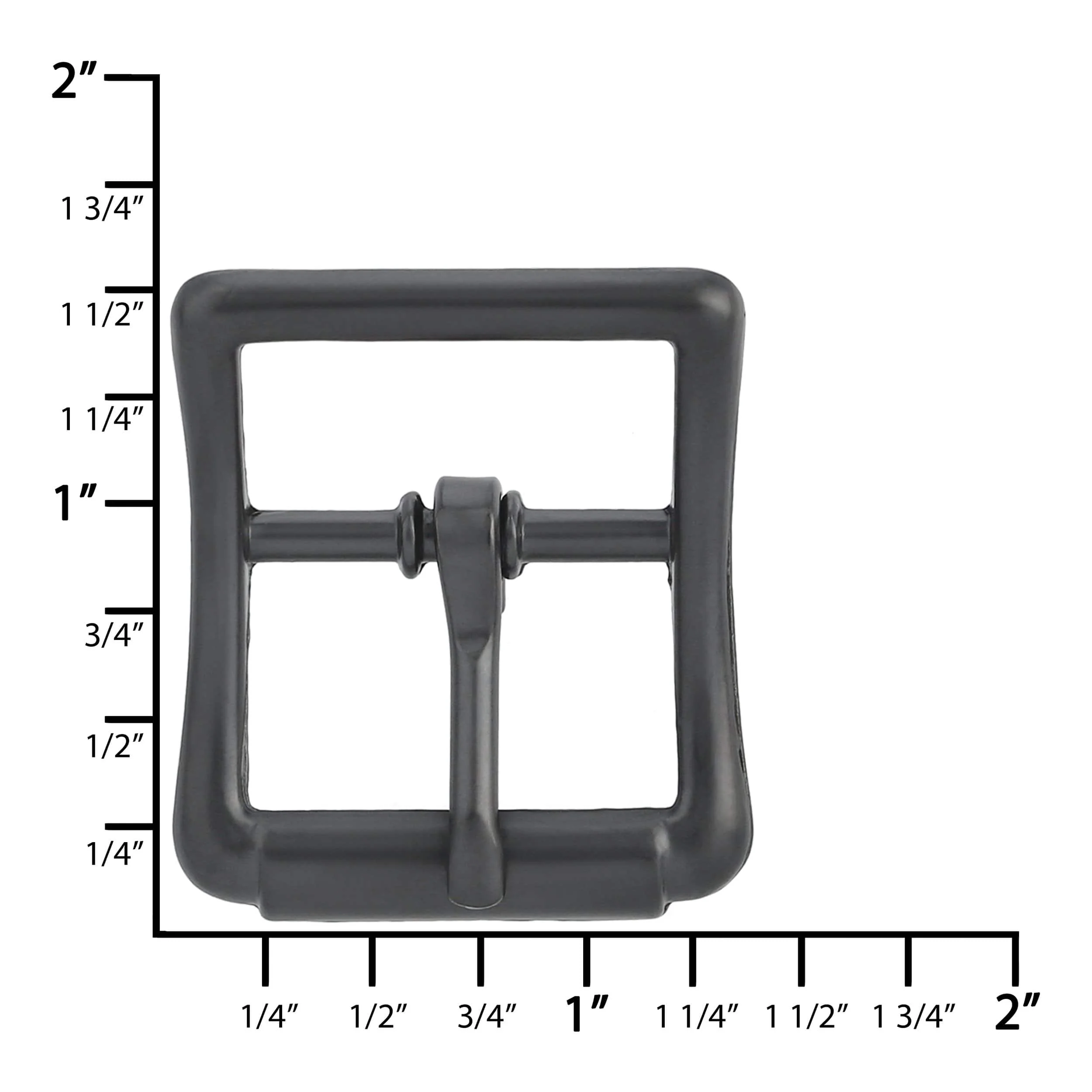 1" Black, Imitation Roller Center Bar Buckle, Zinc Alloy - Image 3