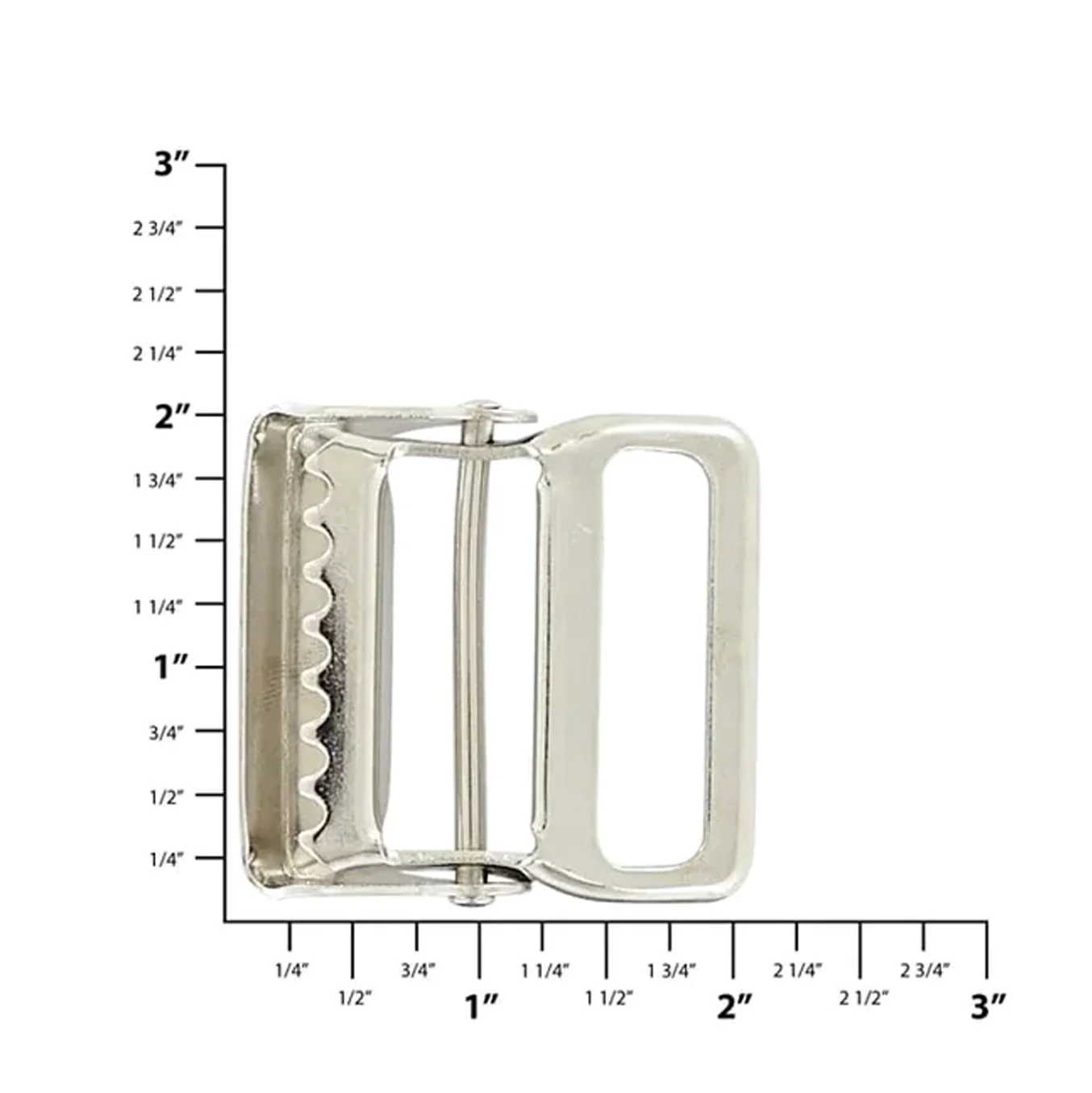 1 1/2" Nickel, Cinch Lock Webbing Buckle, Steel - Image 2