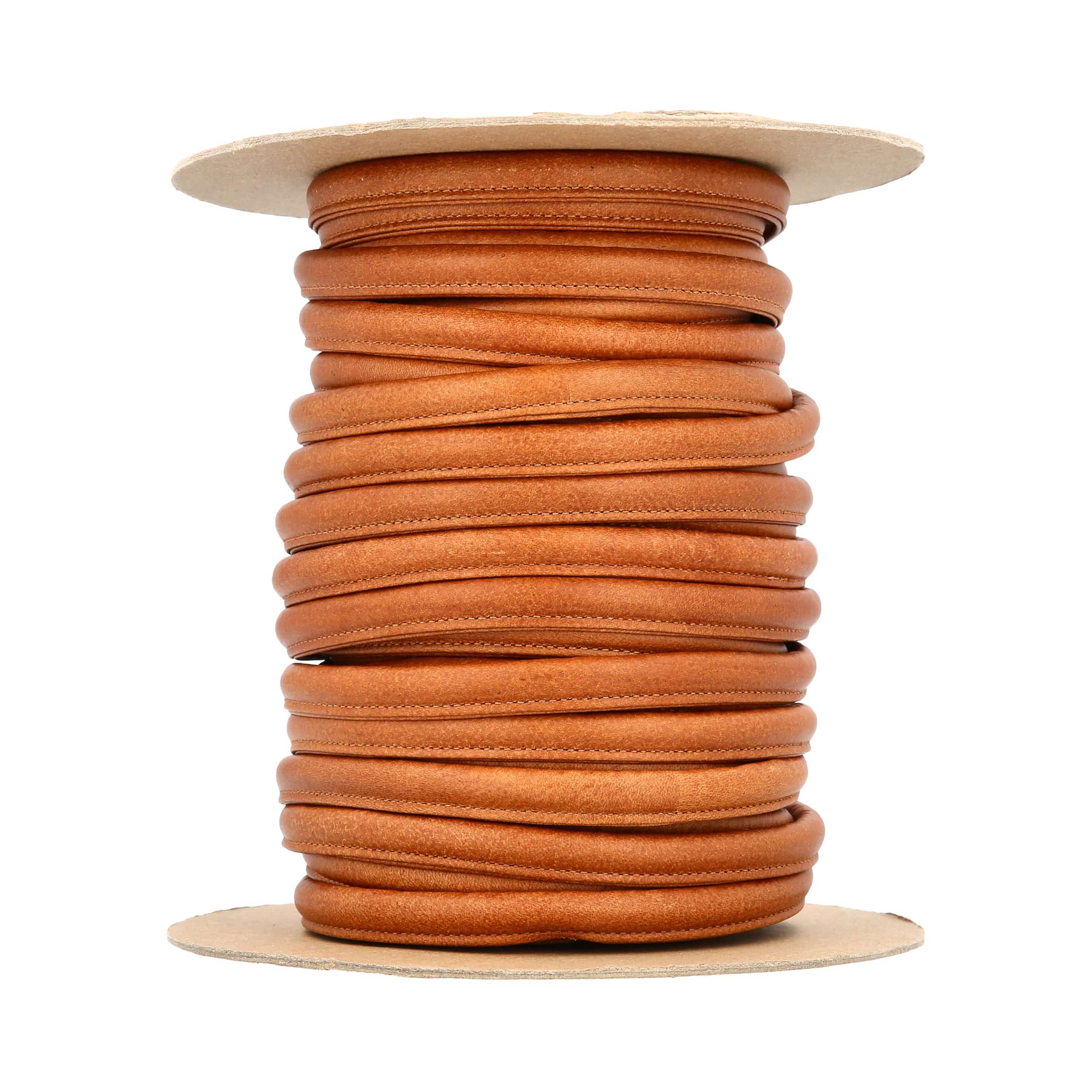 1/2" Medium Brown, Heavy Tubular Strapping, Leather - Image 2