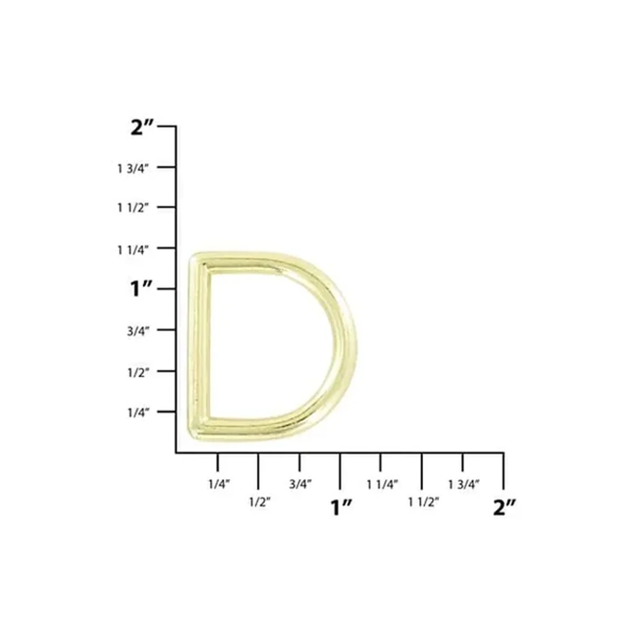 7/8" Shiny Gold, Solid D Ring, Zinc Alloy - Image 2