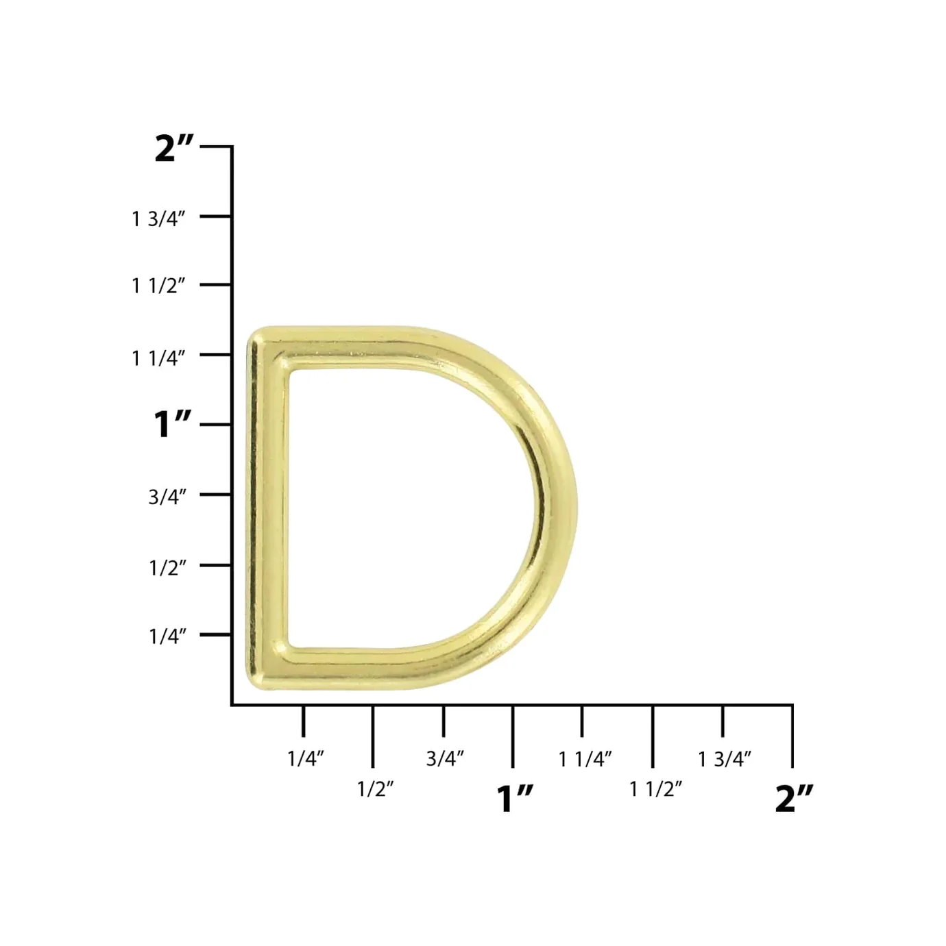 1" Shiny Brass, Cast D-Ring, Zinc Alloy - Image 4