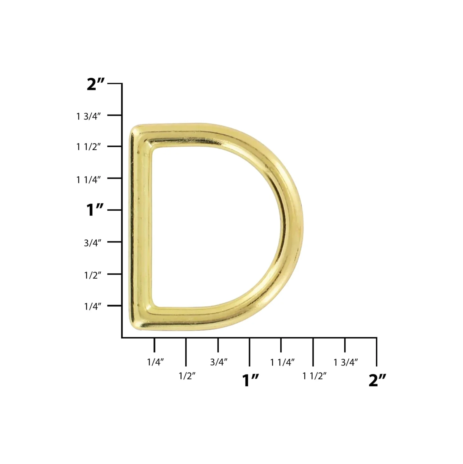 1 1/4" Brass, Cast D-Ring, Zinc Alloy - Image 2