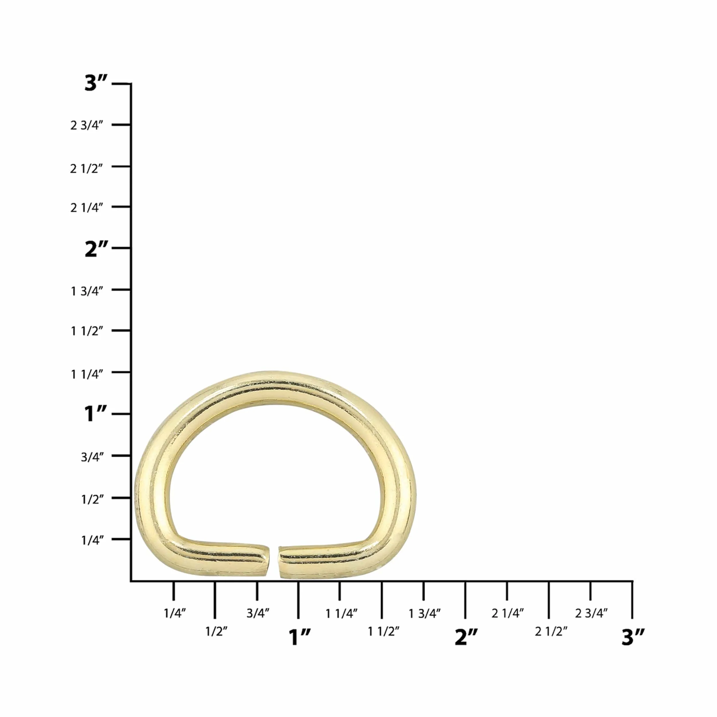 1" Brass, 5mm Split D-Ring, Solid Brass – 1 1/8" Height - Image 2