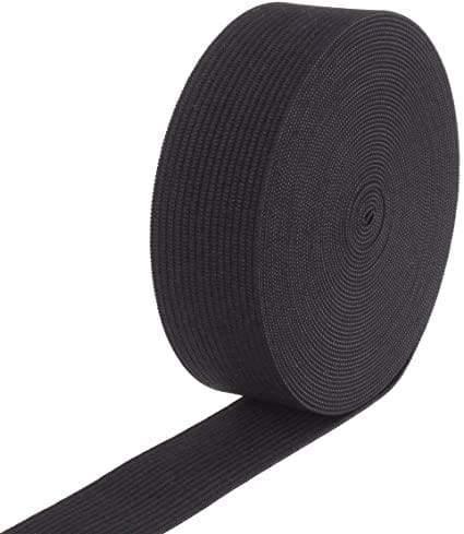 1" Black, Medium Weight Elastic, Polyester