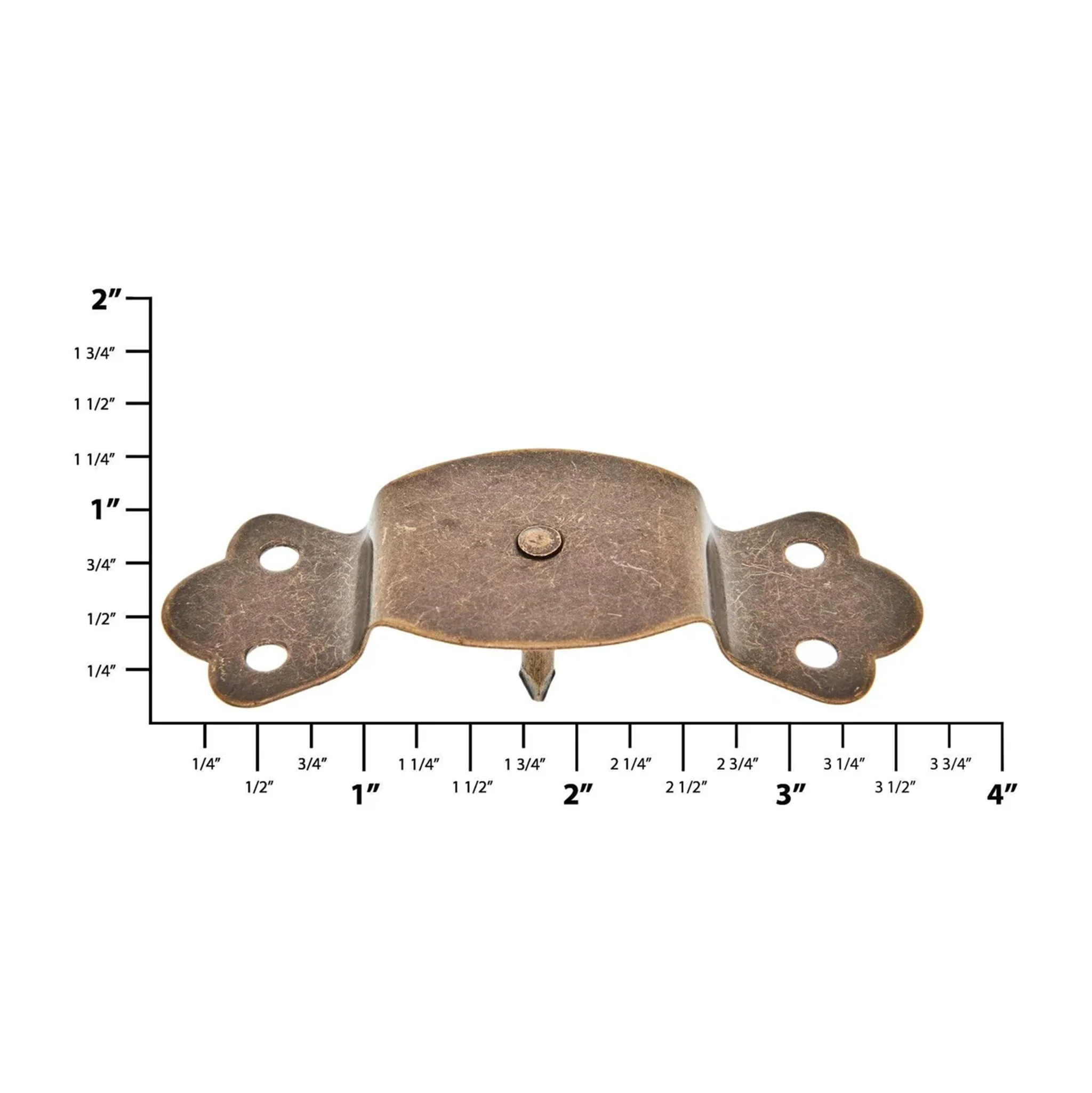 1 1/4" Antique Brass, Round Edge Trunk Handle Loop with Nail, Steel - Image 2