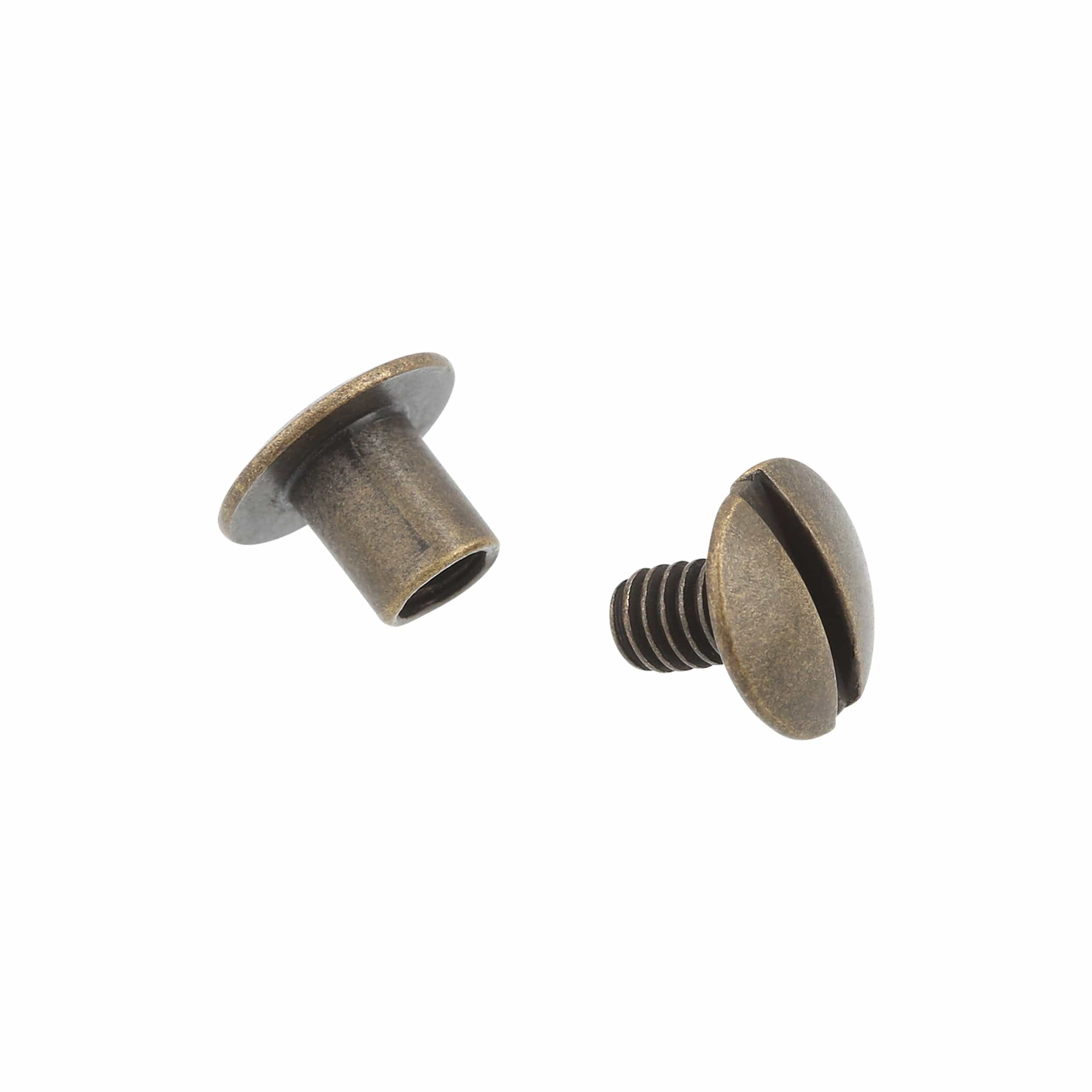 1/4" Antique Brass, Open Hole Chicago Screw, Solid Brass PK10 - Image 3