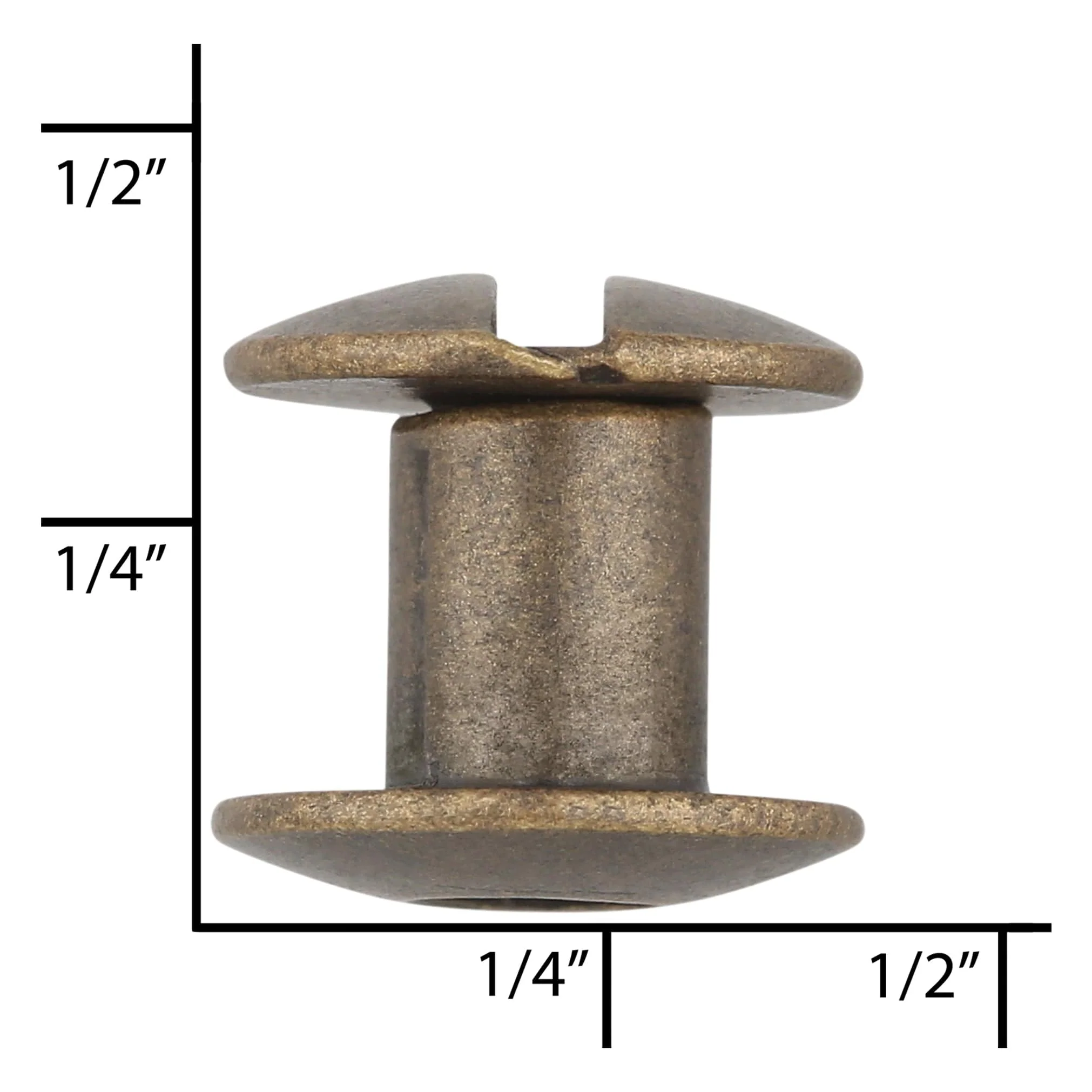 1/4" Antique Brass, Open Hole Chicago Screw, Solid Brass PK10 - Image 4