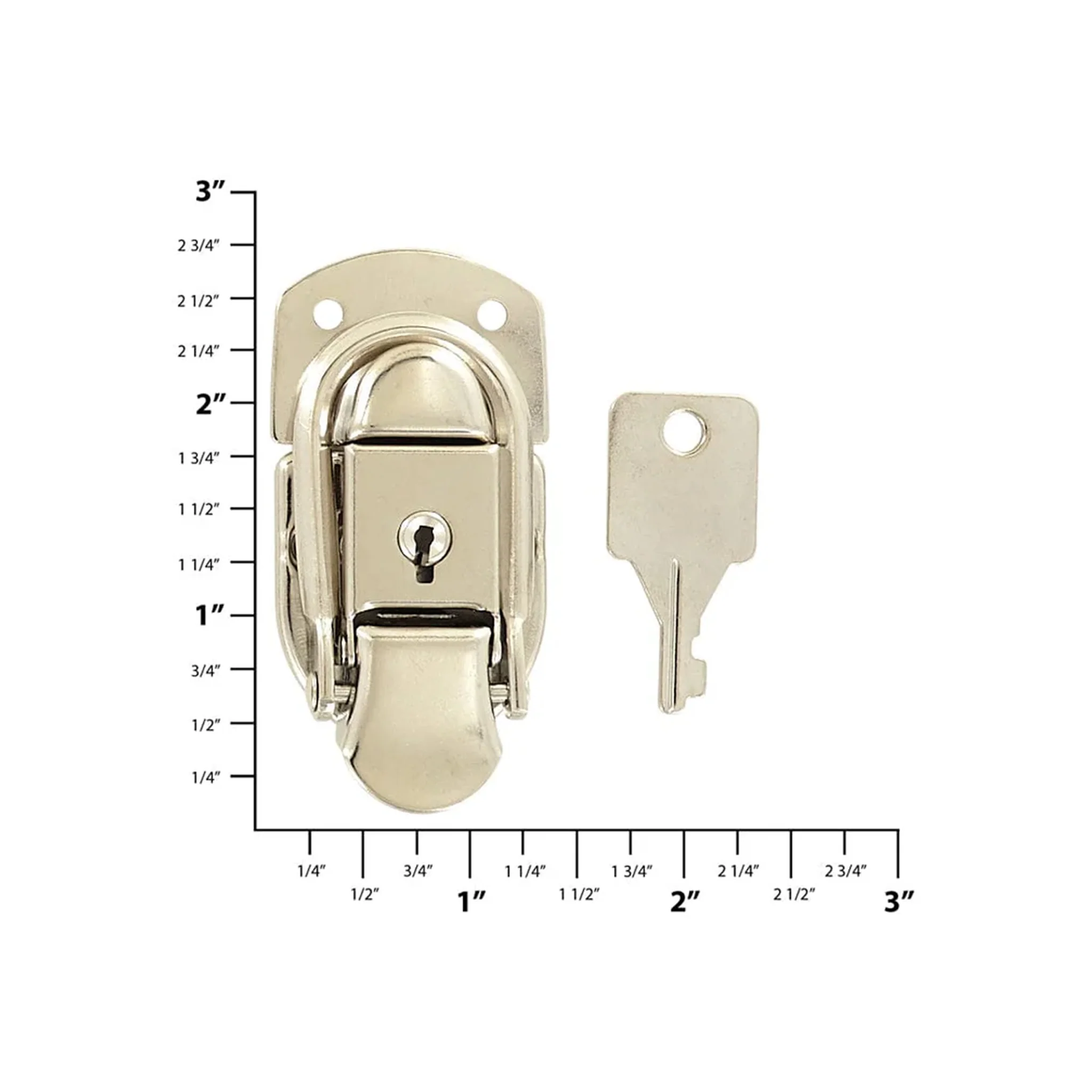 2 7/16" Nickel, Locking Drawbolt, Steel - Image 2