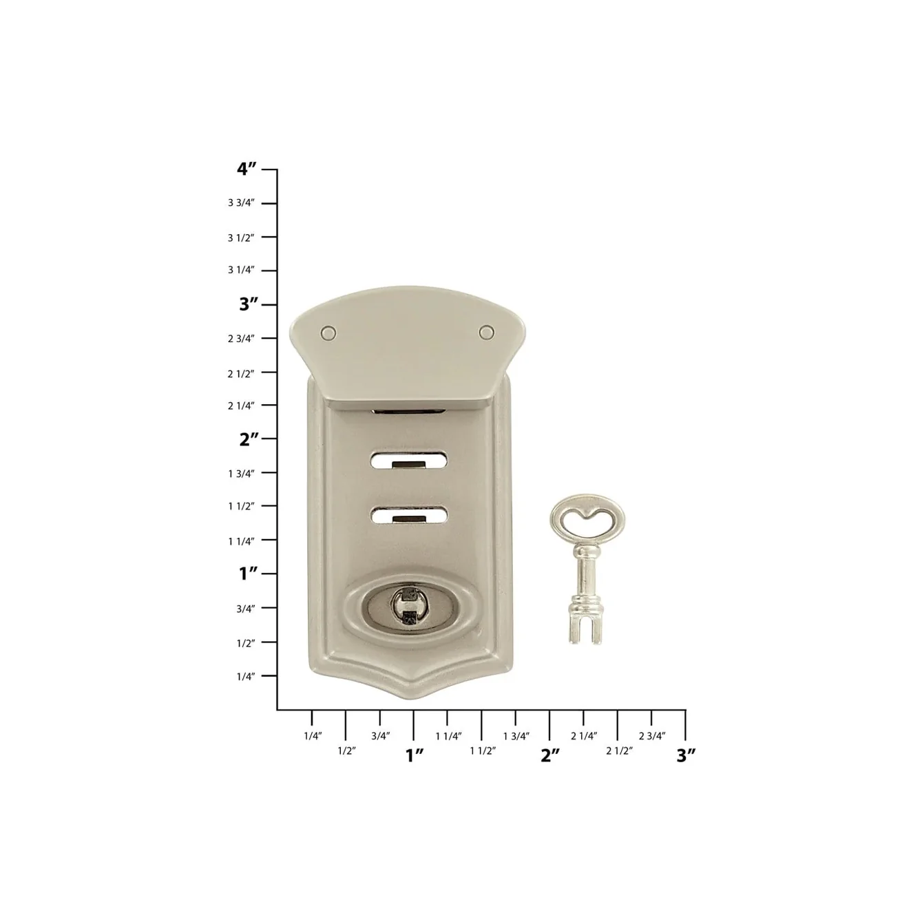 2 7/8" Satin Nickel, 3-Position Flap Lock, Zinc Alloy - Image 2
