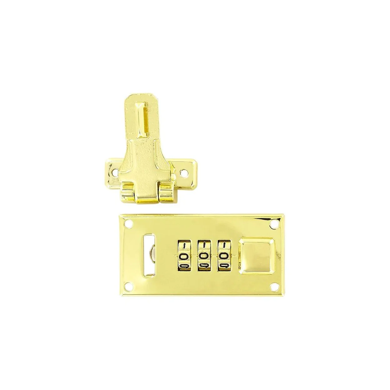 1 1/4" Shiny Brass, Offset Hasp Combination Lock, Steel - Image 3