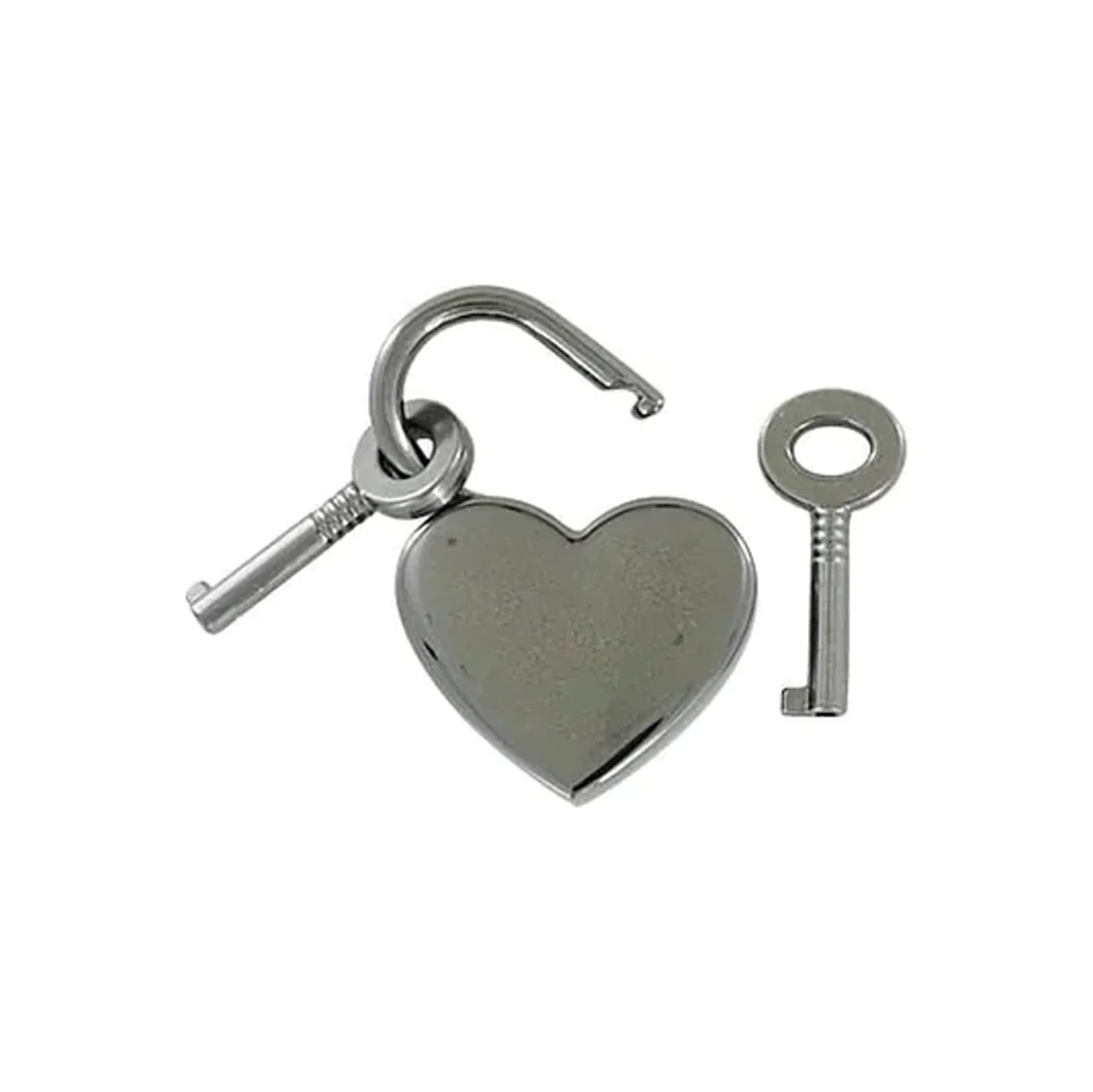 1-3/16" Shiny Gunmetal, Heart Padlock W/2 Keys, Zinc Alloy-PK4 - Image 3