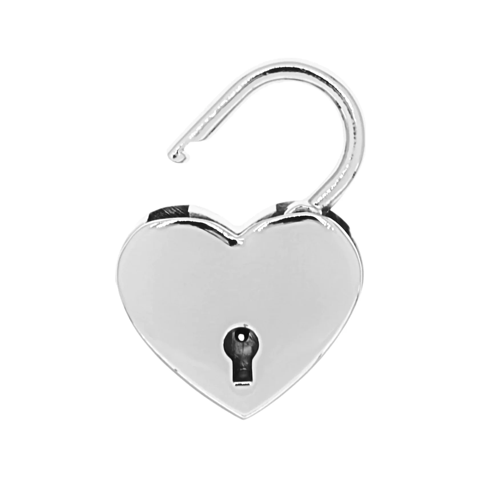1 3/16" Shiny Nickel, Heart Padlock W/2 Keys, Zinc Alloy-PK4 - Image 3