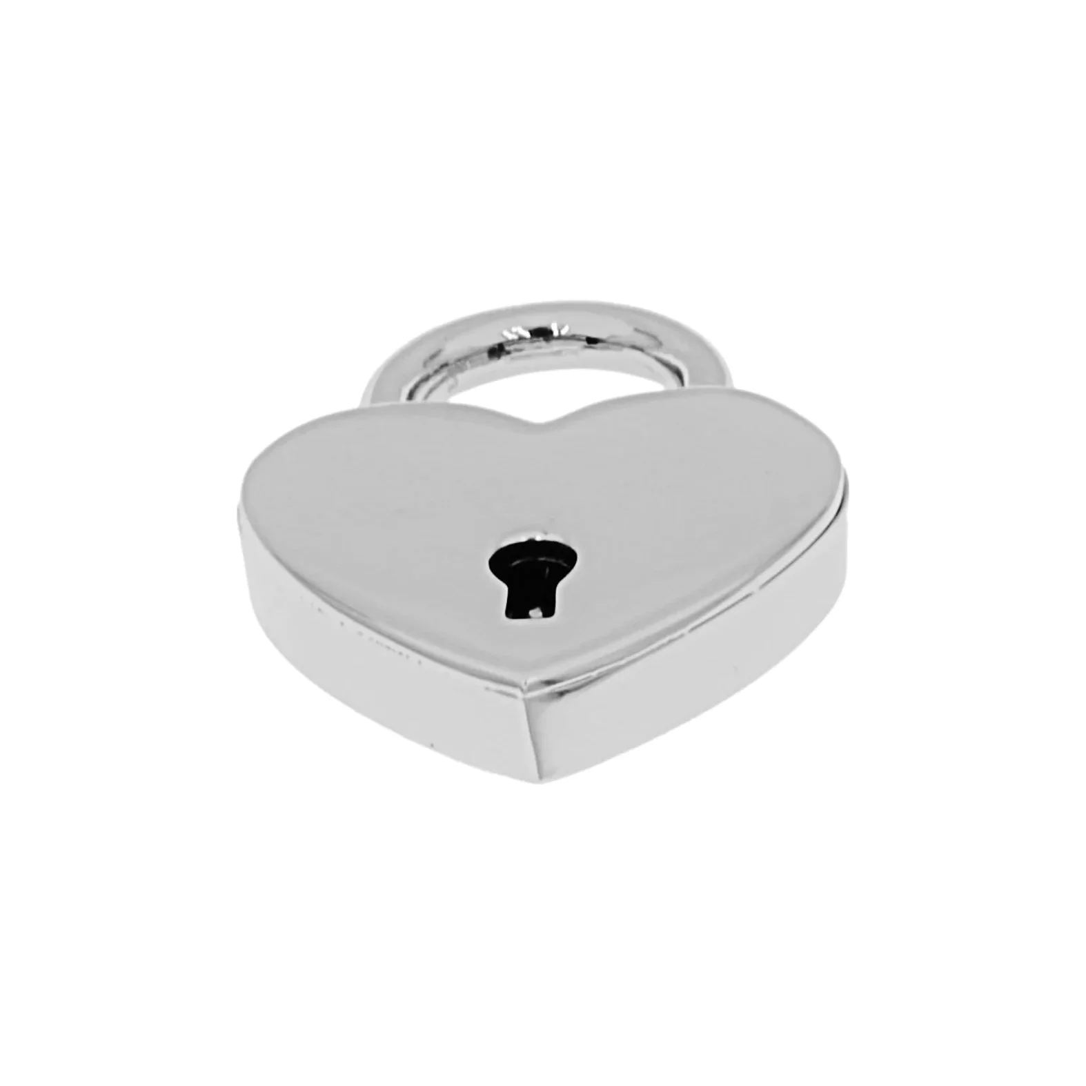 1 3/16" Shiny Nickel, Heart Padlock W/2 Keys, Zinc Alloy-PK4 - Image 4