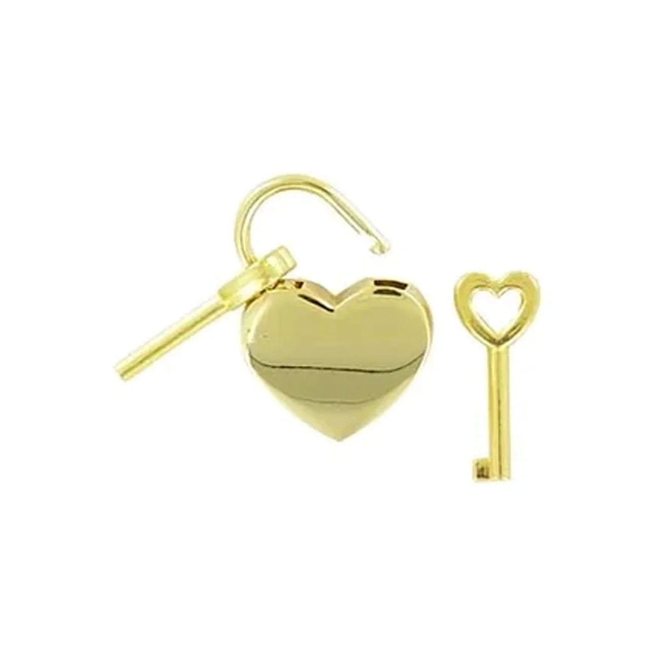 7/8" Shiny Gold, Small Heart Padlock, Zinc Alloy-PK4 - Image 3