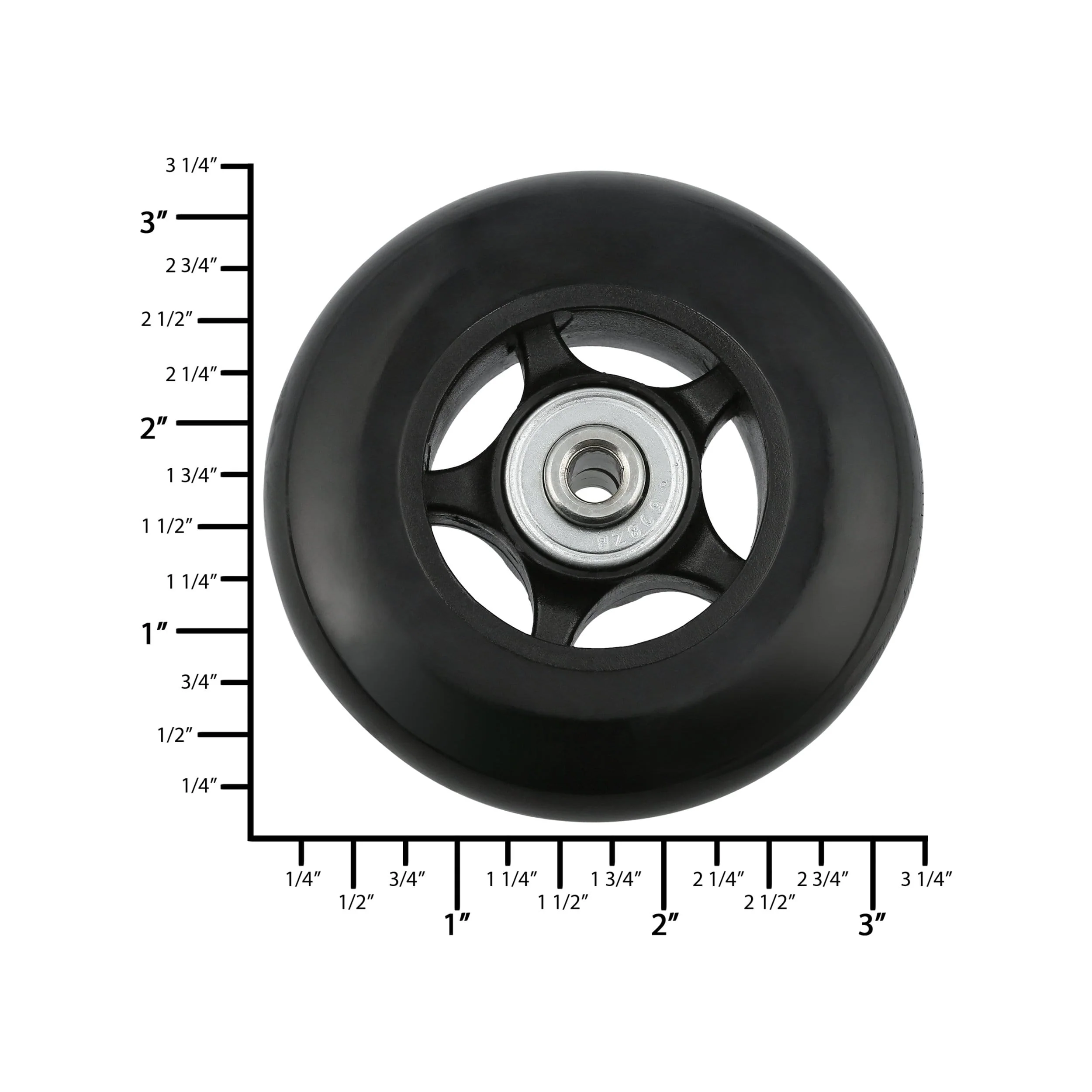 78mm Black, Ball Bearing Wheel, Plastic - Image 4