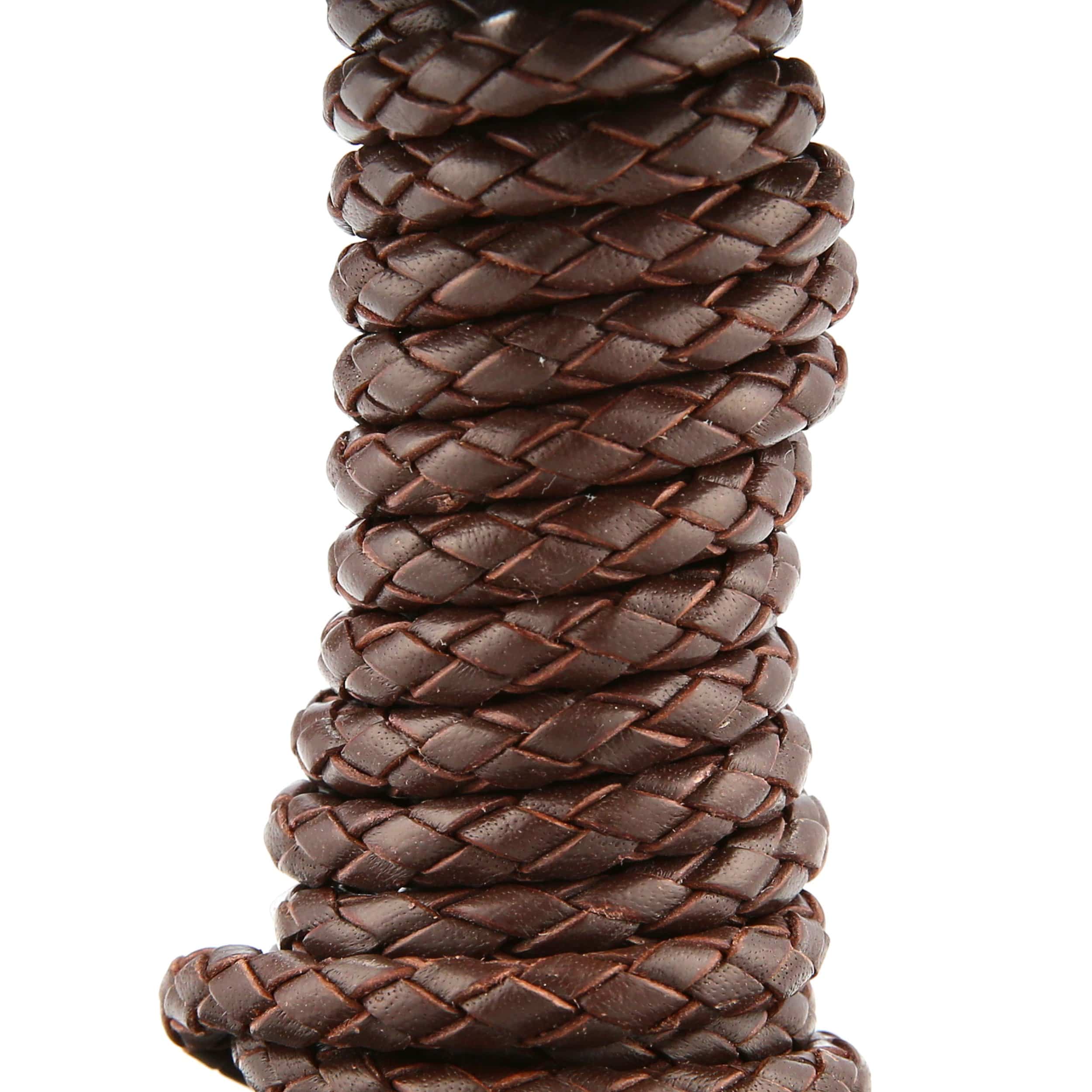 5mm Dark Brown, Braided Bolo Cord, Leather - Image 2
