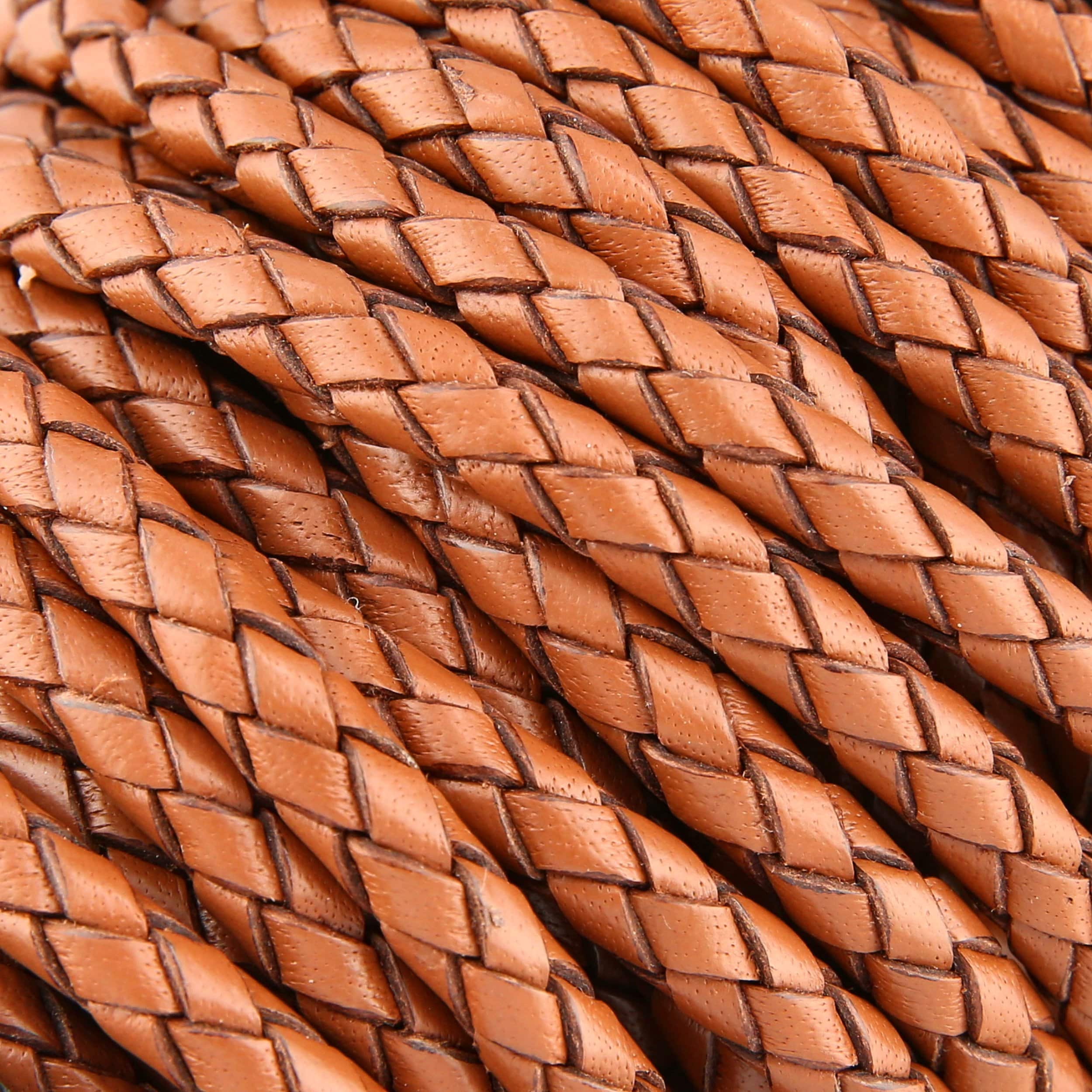 6mm Saddle Tan, Braided Bolo Cord, Leather
