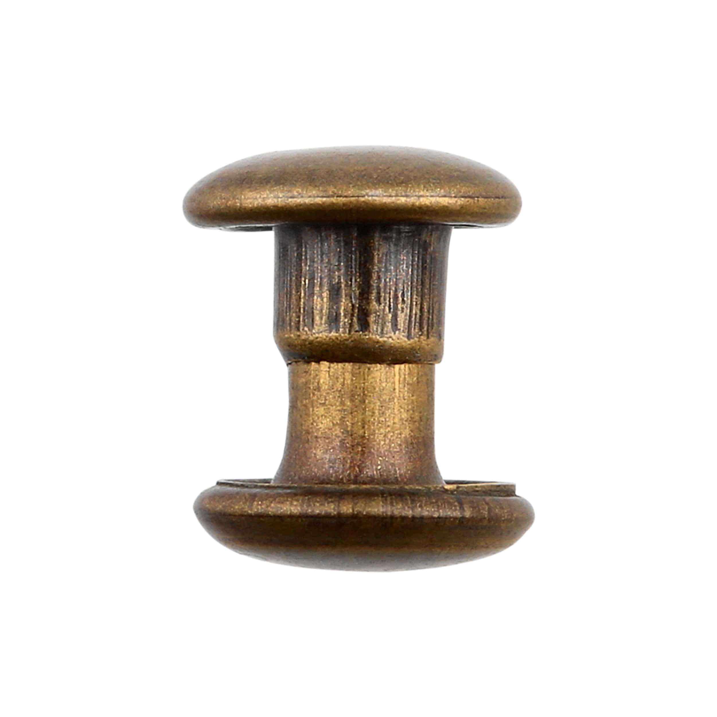 6.5mm Antique Brass, Double Cap Jiffy Rivets, Solid Brass-100ct