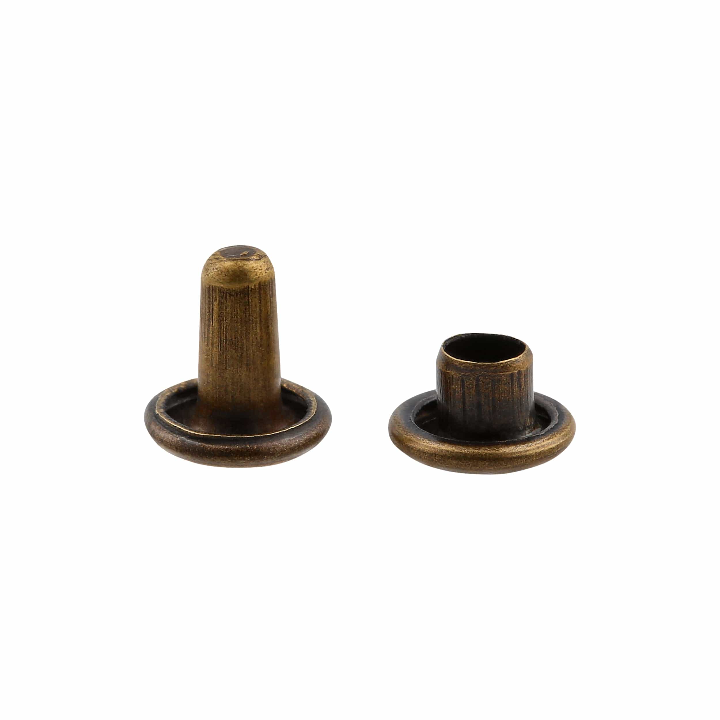 6.5mm Antique Brass, Double Cap Jiffy Rivets, Solid Brass-100ct - Image 2