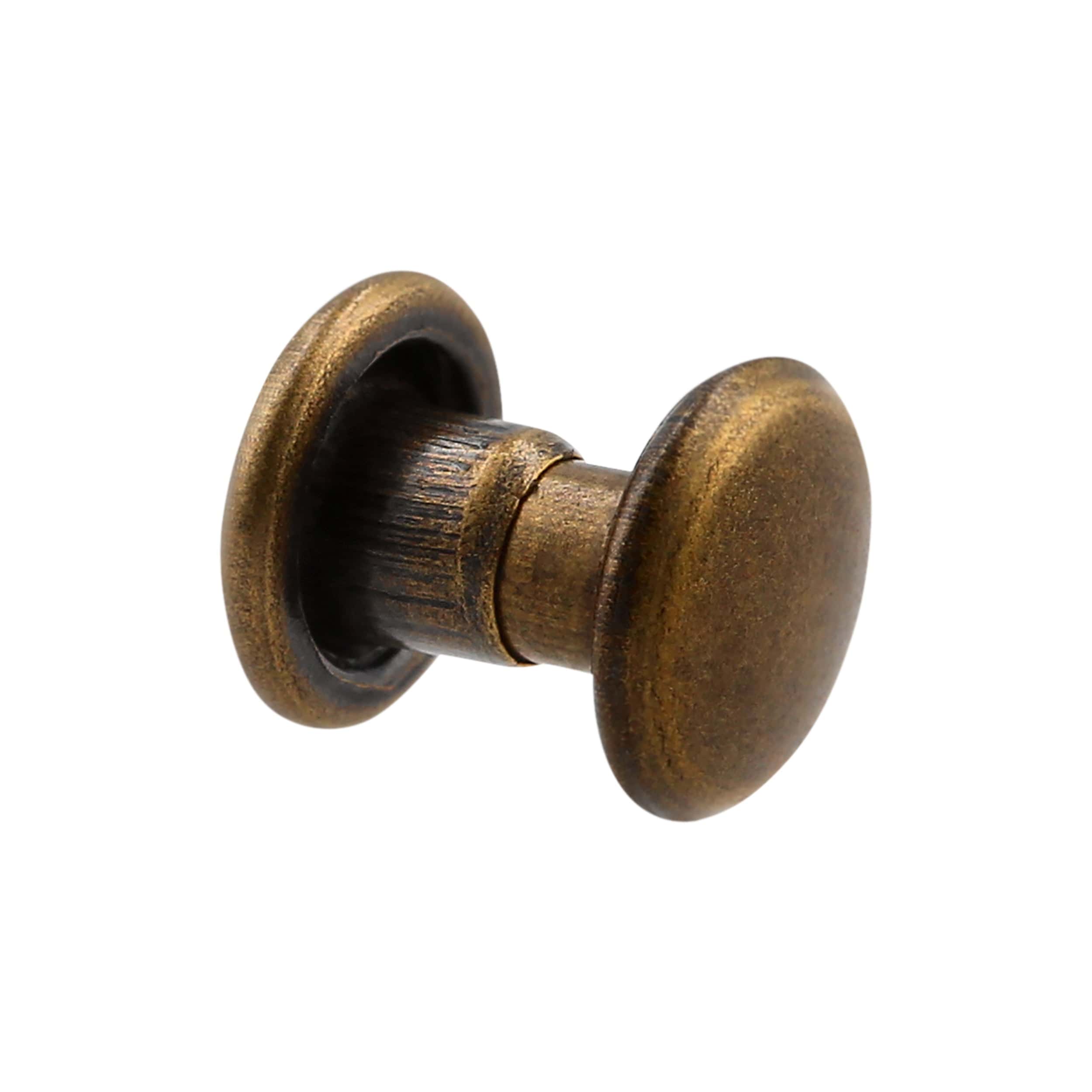 6.5mm Antique Brass, Double Cap Jiffy Rivets, Solid Brass-100ct - Image 3