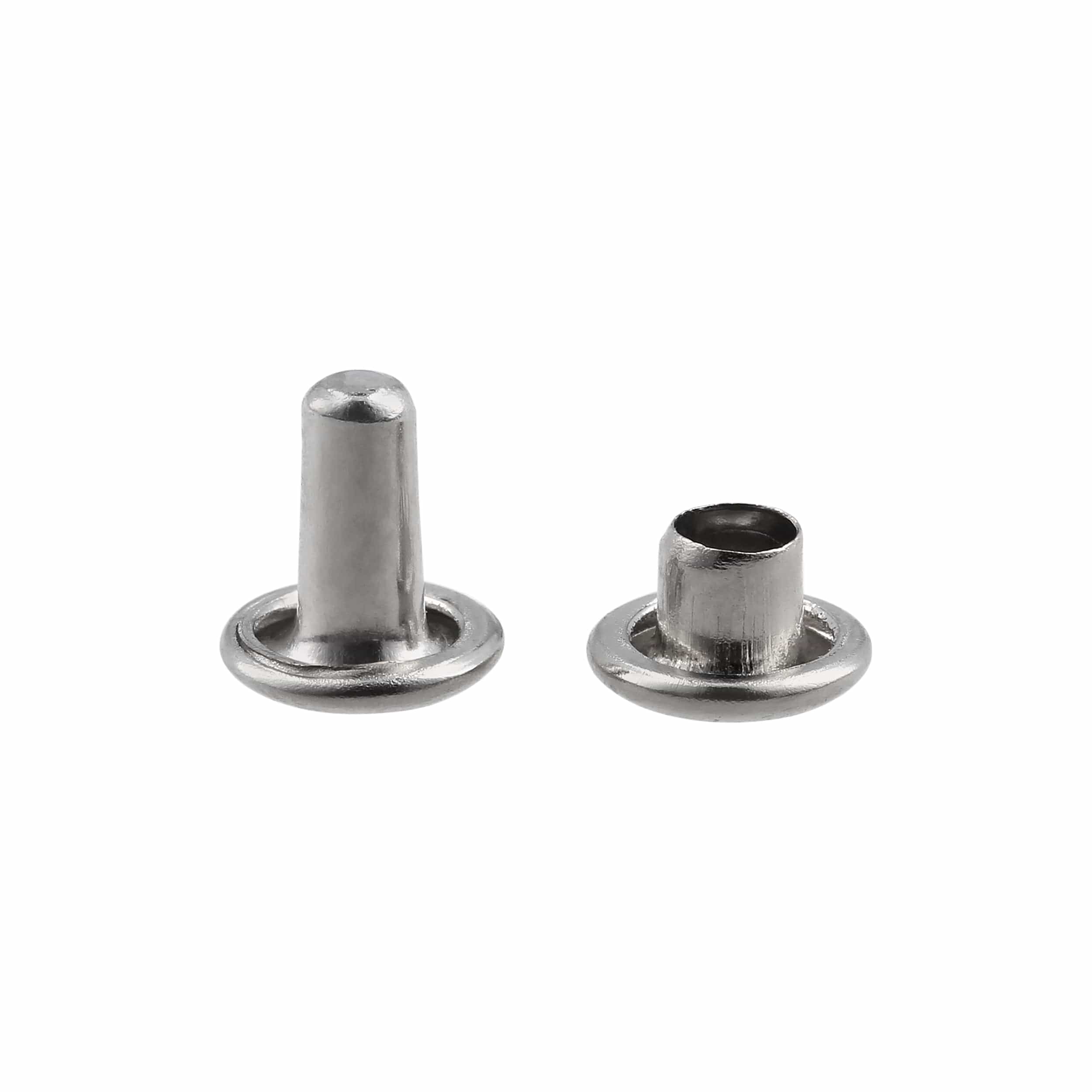 6.5mm Nickel, Double Cap Jiffy Rivets, Solid Brass-100ct - Image 2