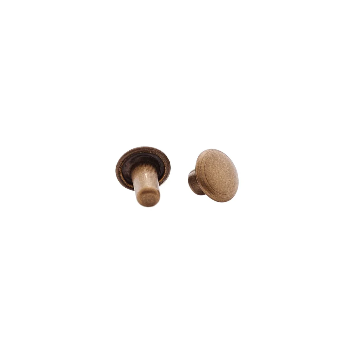 7mm Antique Brass, Double Cap Jiffy Rivets, Solid Brass-100ct - Image 2