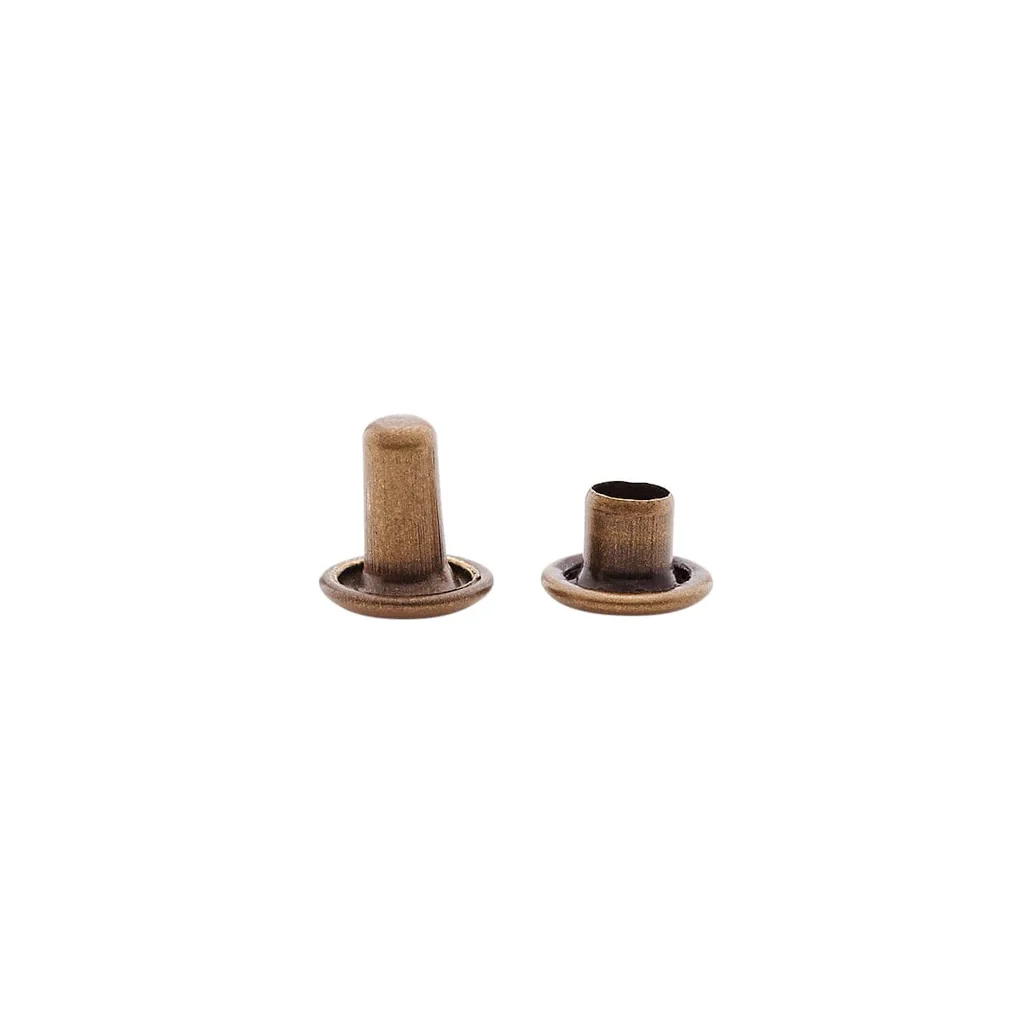 7mm Antique Brass, Double Cap Jiffy Rivets, Solid Brass-100ct - Image 3