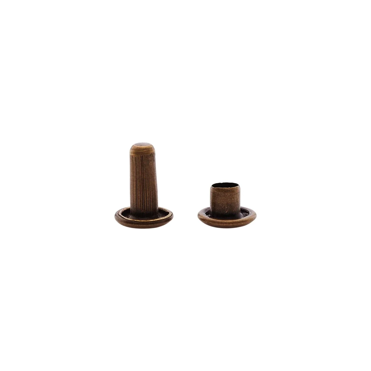 9mm Antique Brass, Double Cap Jiffy Rivets, Solid Brass-100ct - Image 3