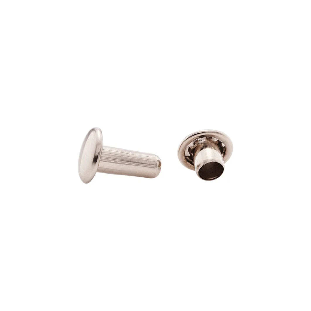 9mm Nickel, Double Cap Jiffy Rivets, Solid Brass-100ct - Image 2