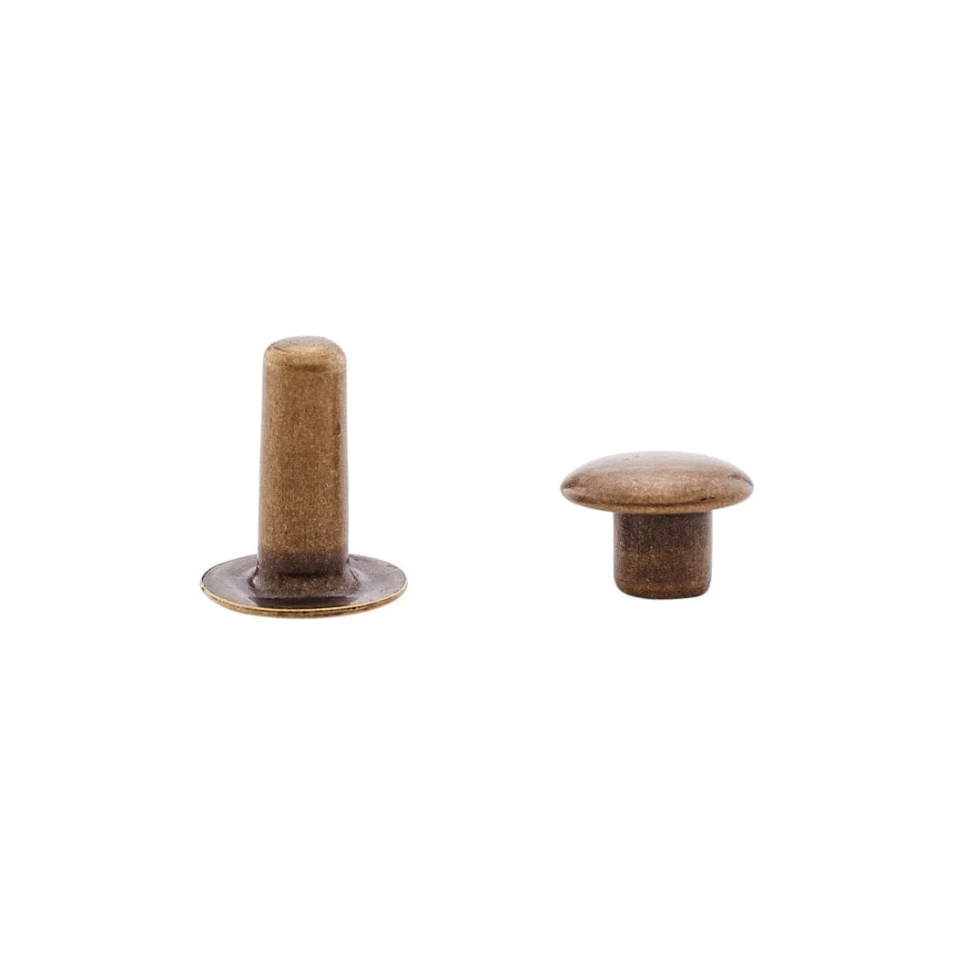 9mm Antique Brass, Single Cap Jiffy Rivets, Solid Brass-100ct - Image 3