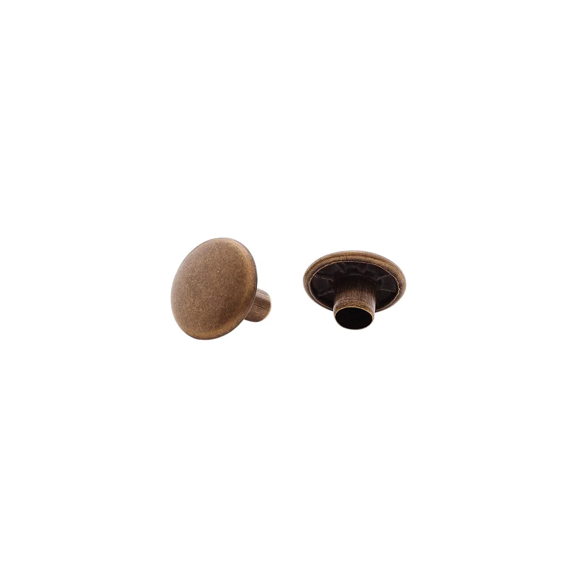 7mm Antique Brass, Double Cap Jiffy Rivet, Solid Brass- 100ct - Image 2