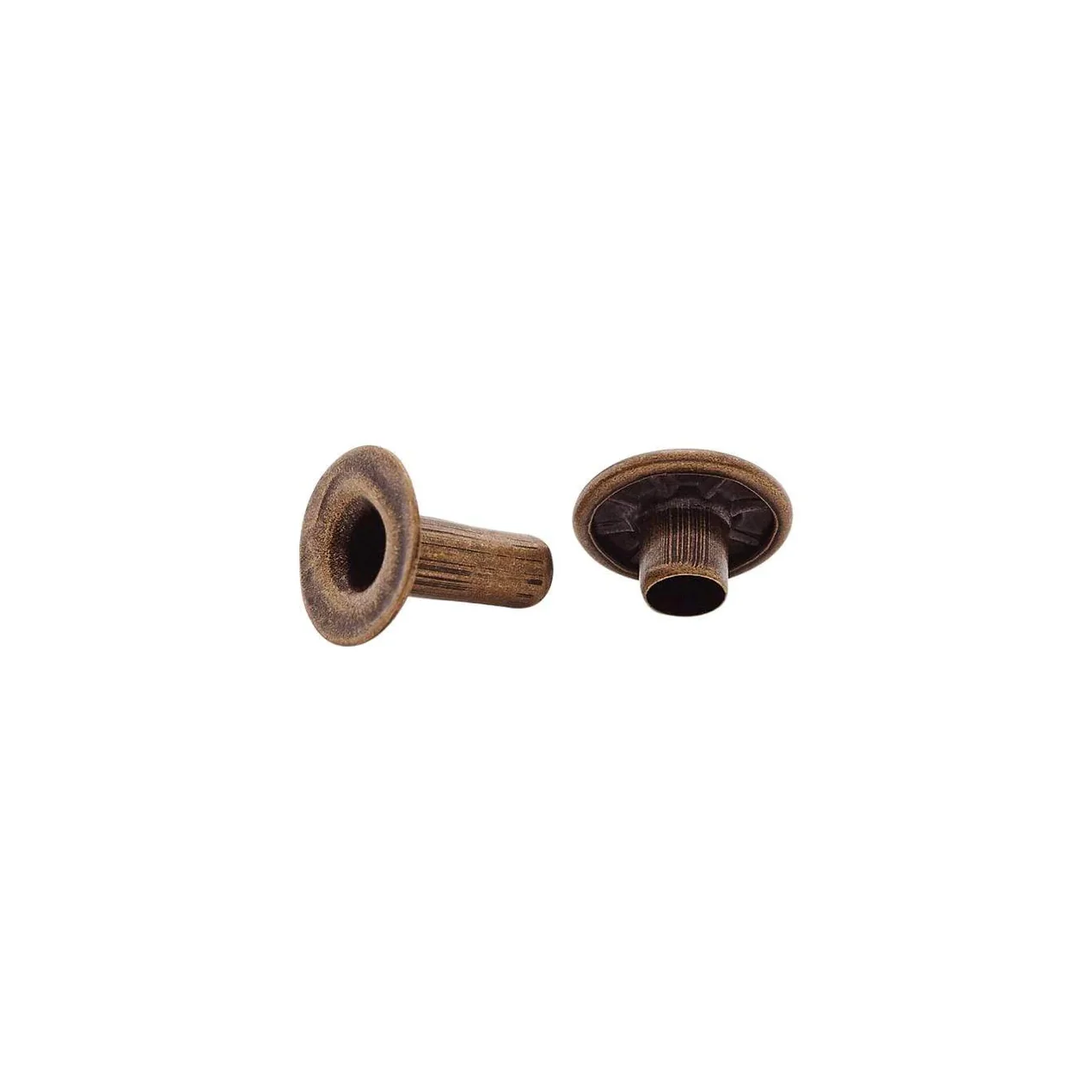 9mm Antique Brass, Single Cap Jiffy Rivet, Solid Brass- 100pk - Image 3