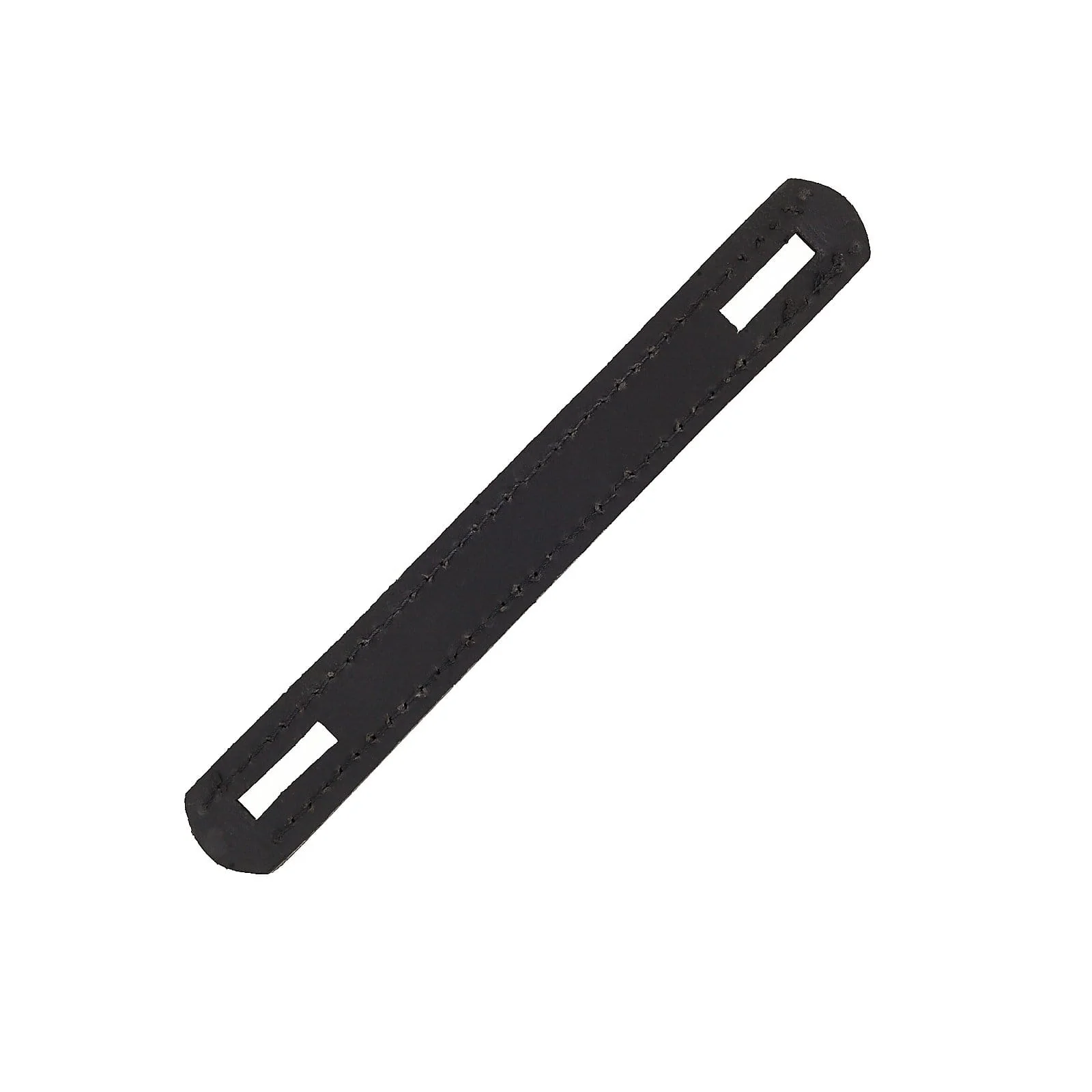 1" Smooth Matte Black, Wide Slotted Round End Trunk Handle, Leather - Image 2