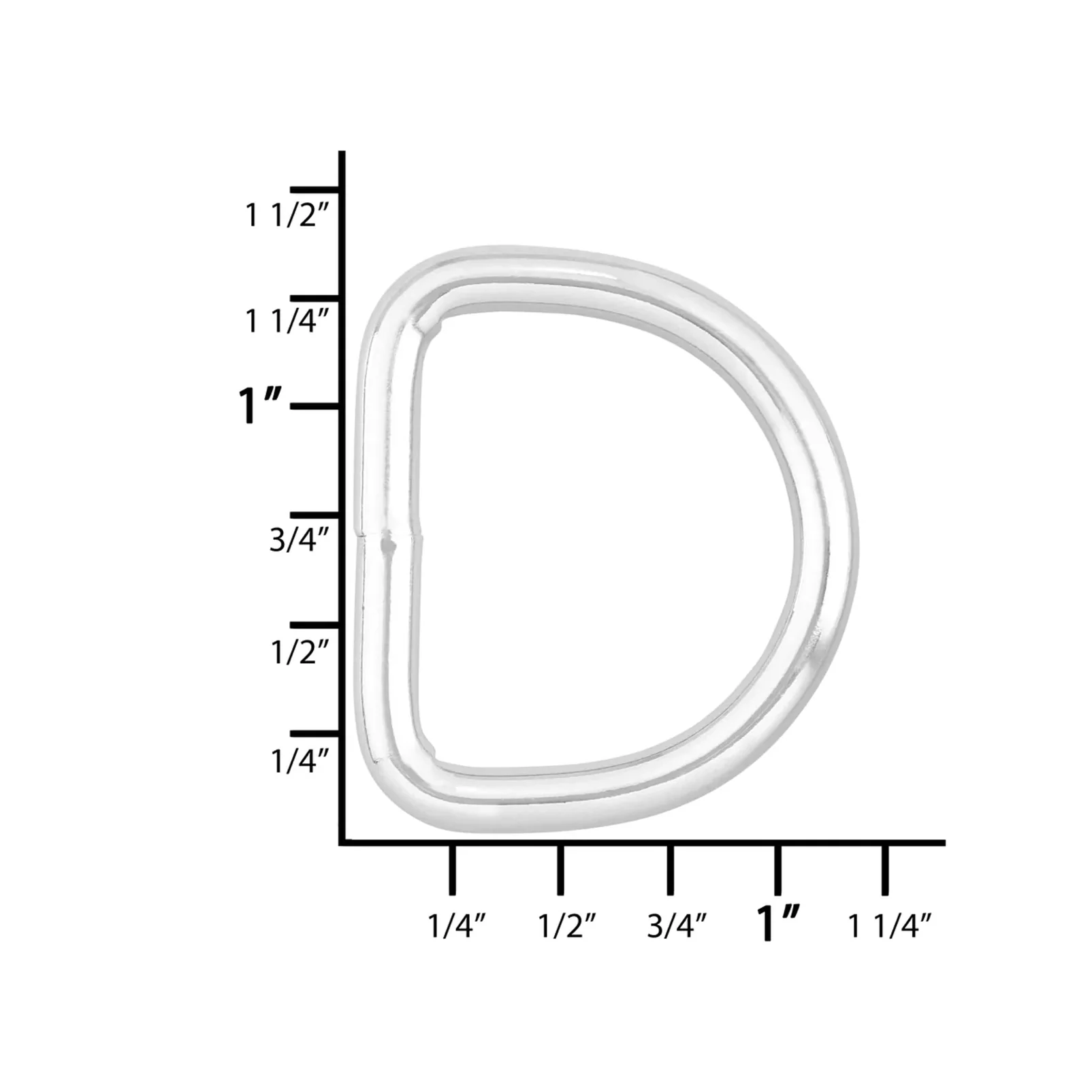 1" Nickel, Thin Welded D Ring, Steel - Image 3