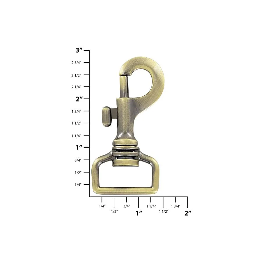 1" Antique Brass, Bolt Swivel Snap Hook Long Profile, Zinc Alloy - Image 3