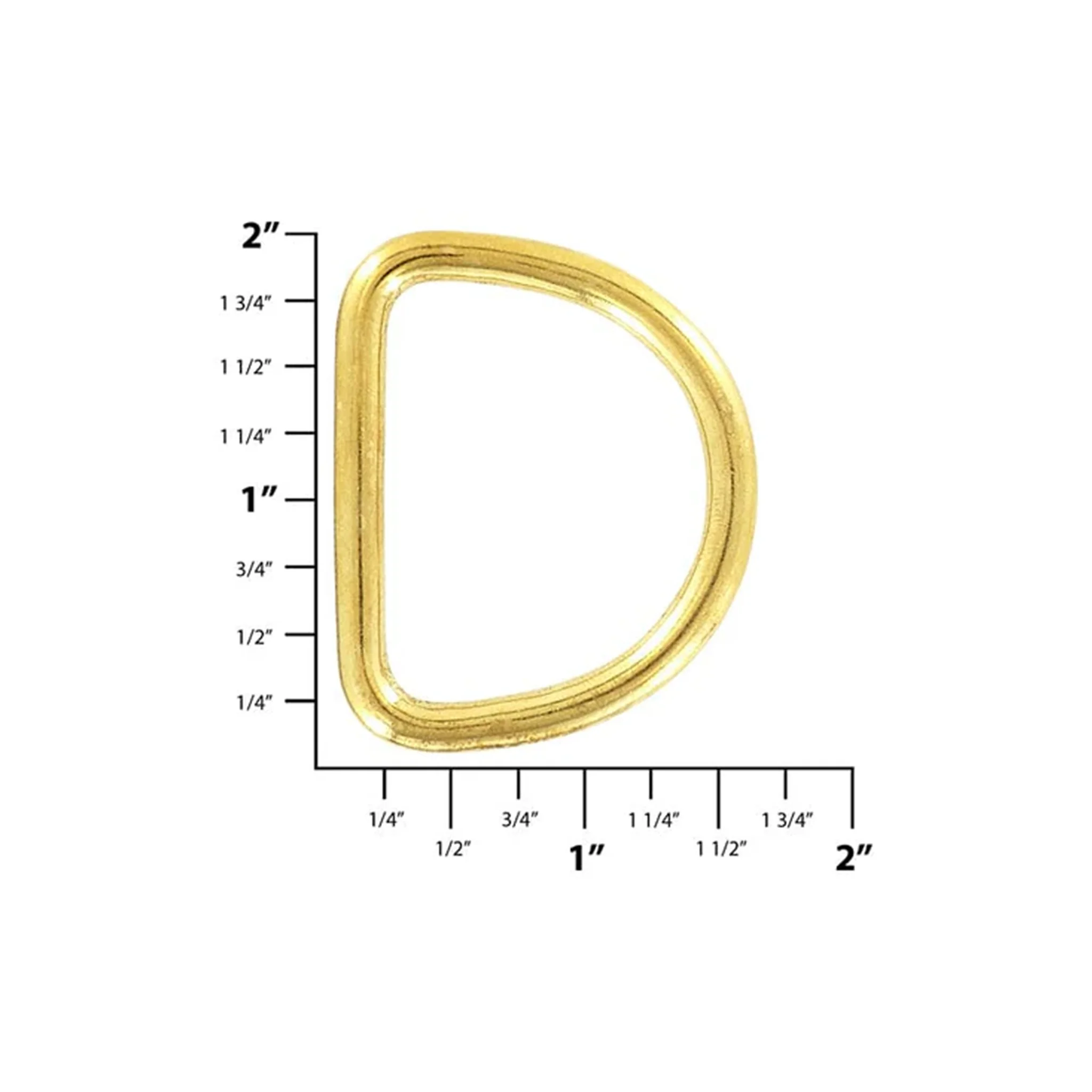 1 1/2" Brass, Cast D-Ring, Solid Brass - Image 2