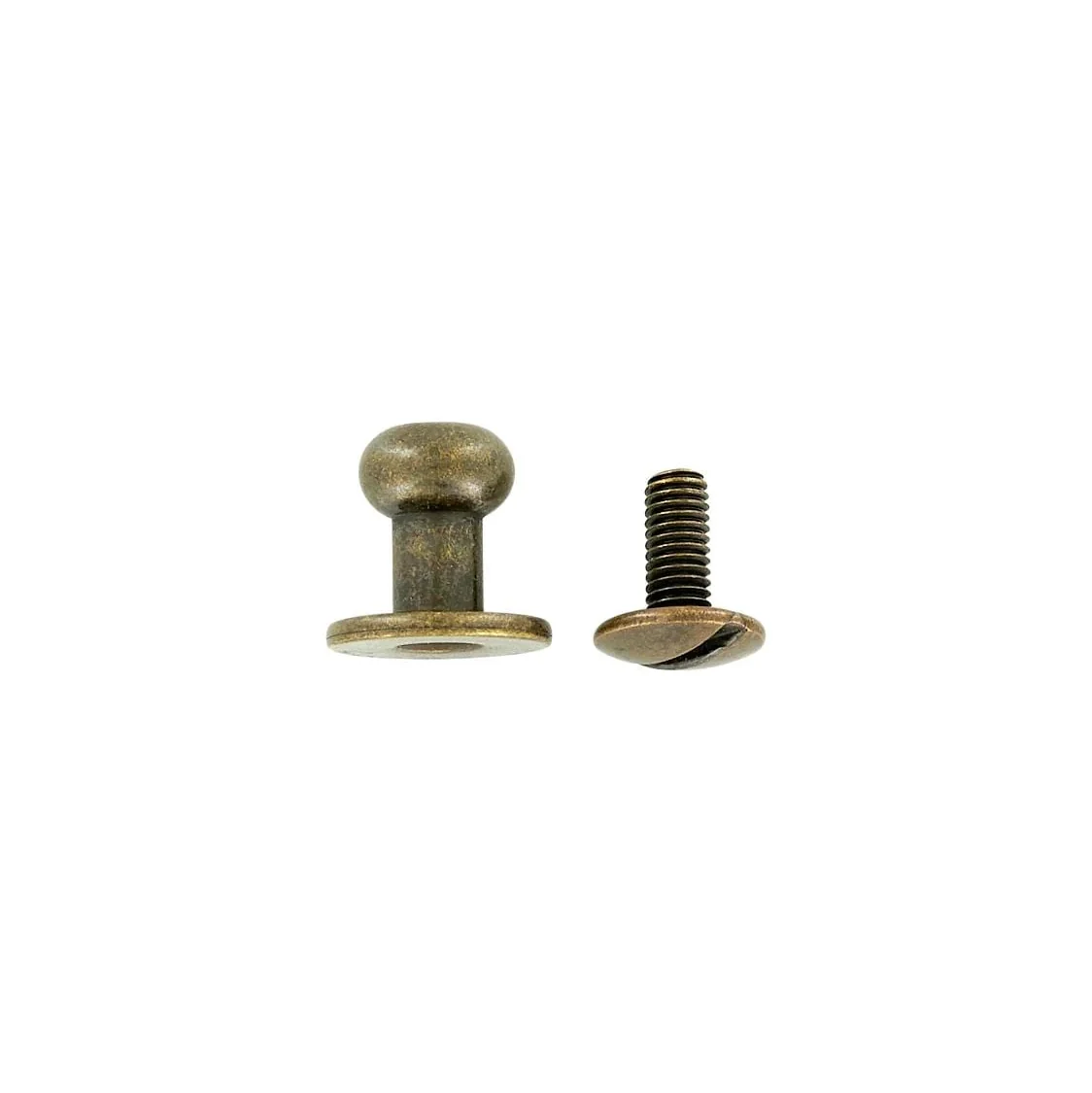 10mm, Antique Brass, Flat Top Collar Button Stud with Screw, Solid Brass - PK10 - Image 3