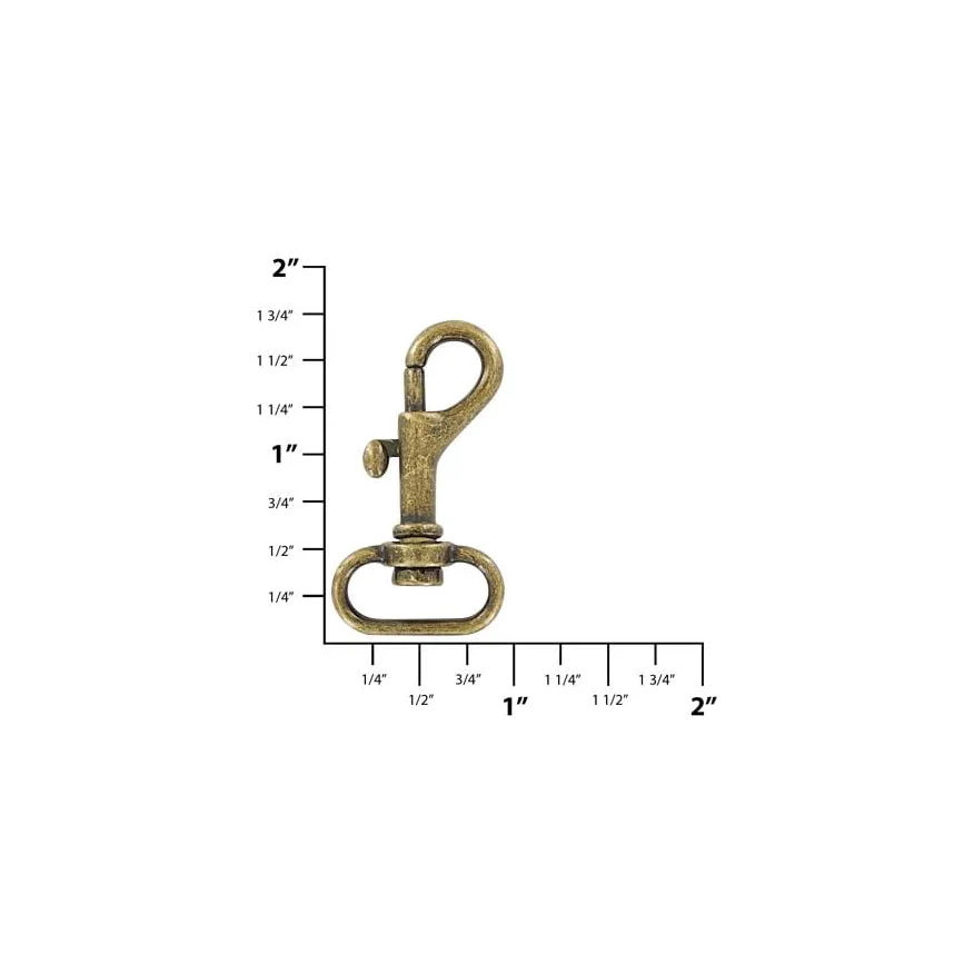 3/4" Antique Brass, Bolt Swivel Snap Hook, Zinc Alloy-PK4 - Image 3