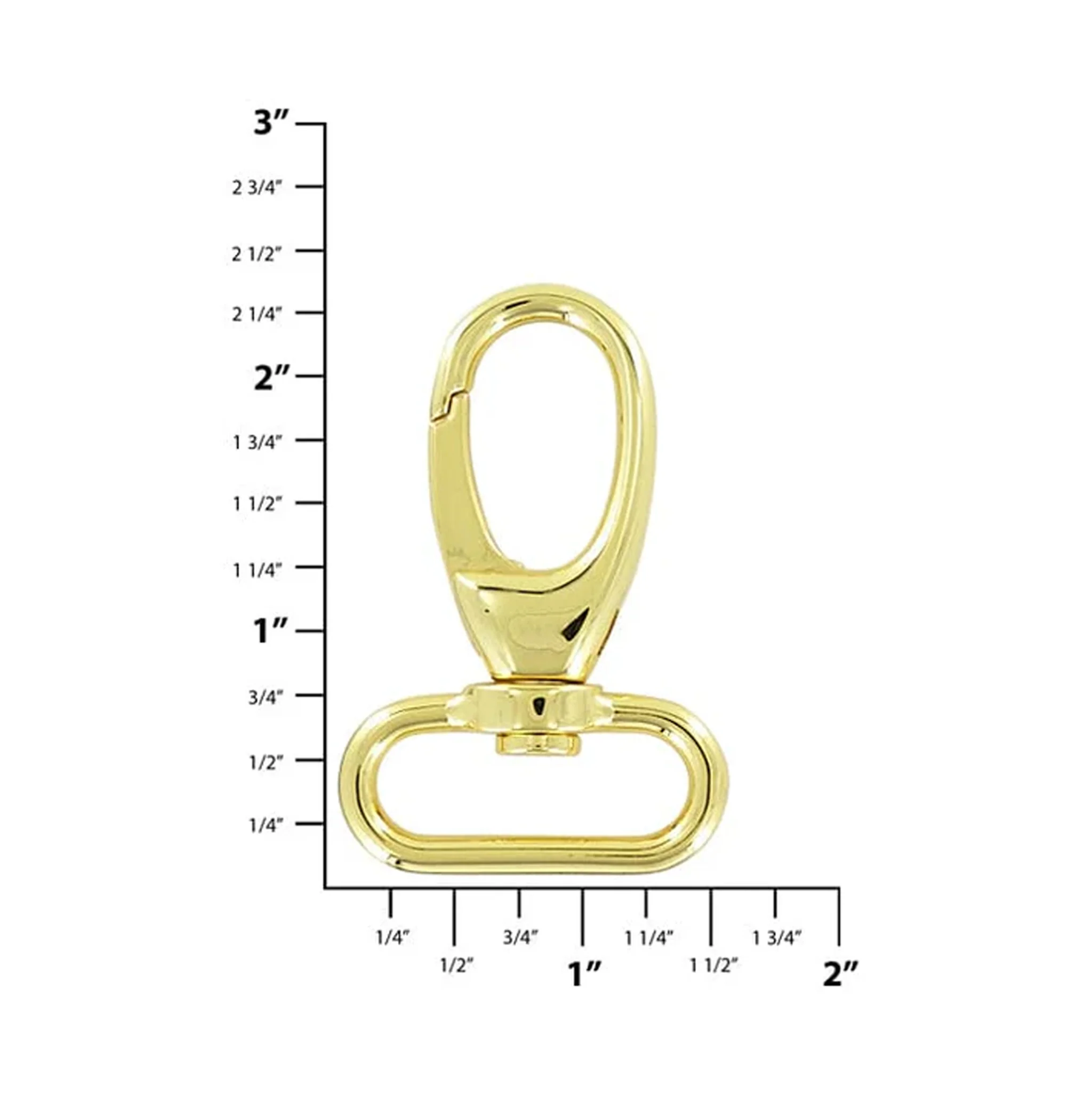 1 1/4" Shiny Gold, Lever Swivel Snap Hook, Zinc Alloy - Image 2