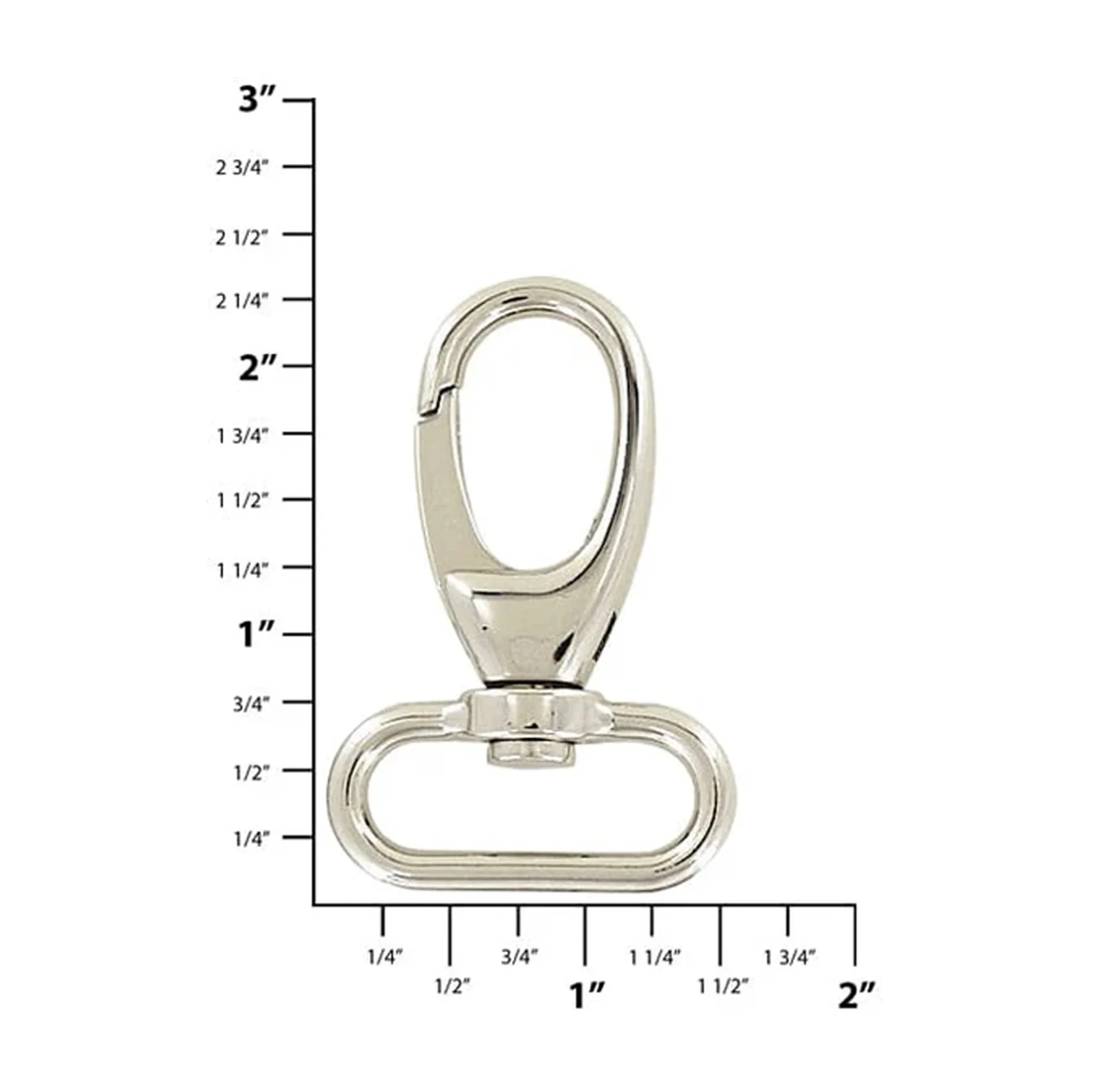 1 1/4" Shiny Nickel, Lever Swivel Snap Hook Short Profile, Zinc Alloy - Image 2